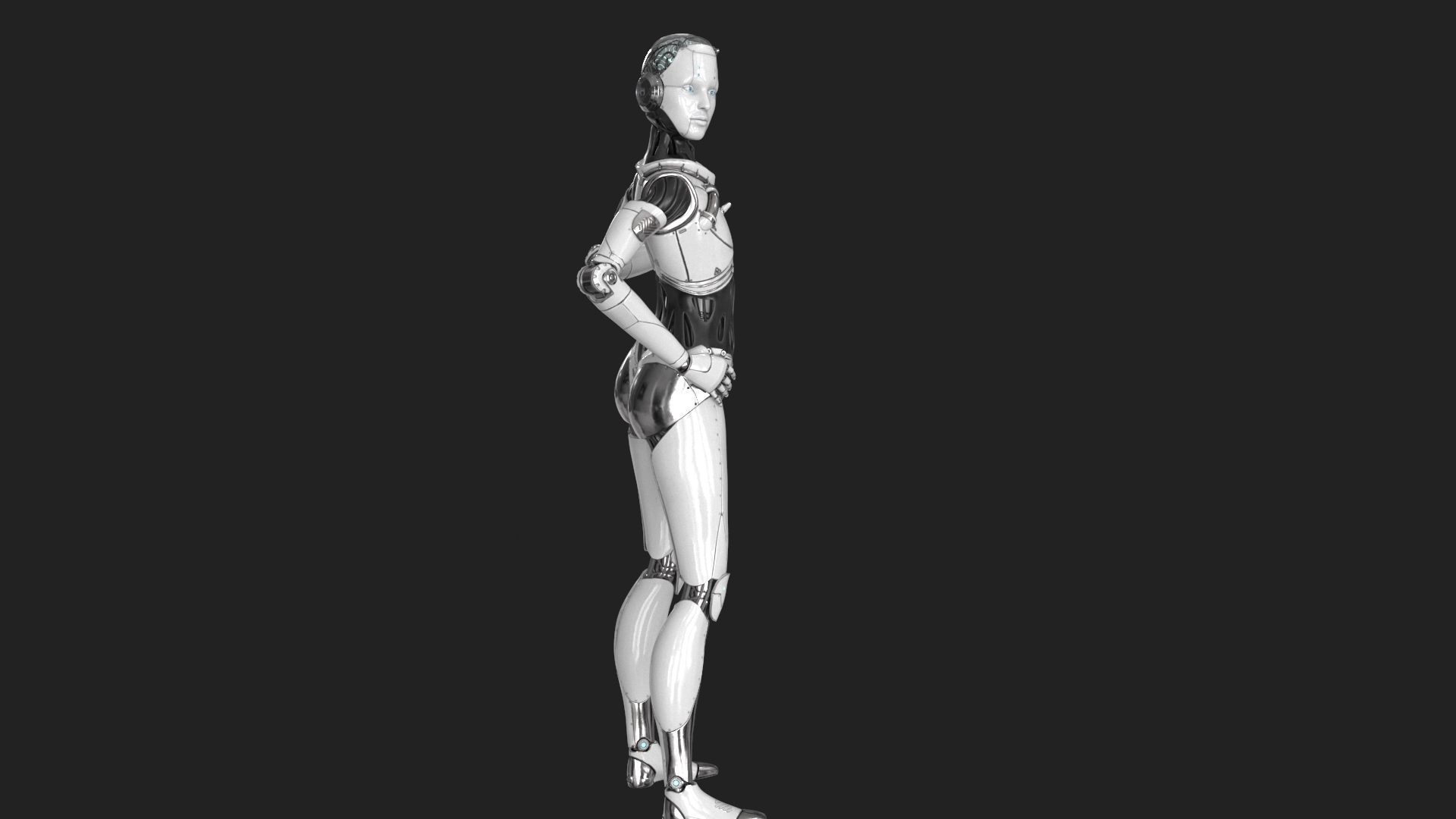 Cyborg Robot  Androgyne RIGGED Low-poly 3D model_23