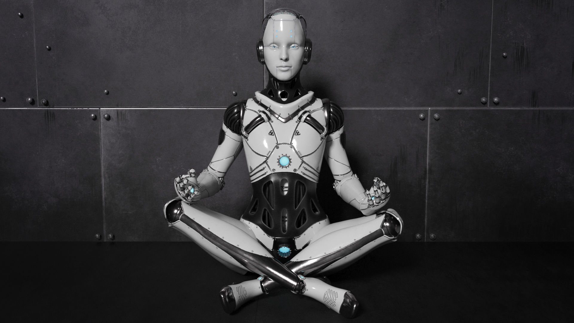 Cyborg Robot  Androgyne RIGGED Low-poly 3D model_15
