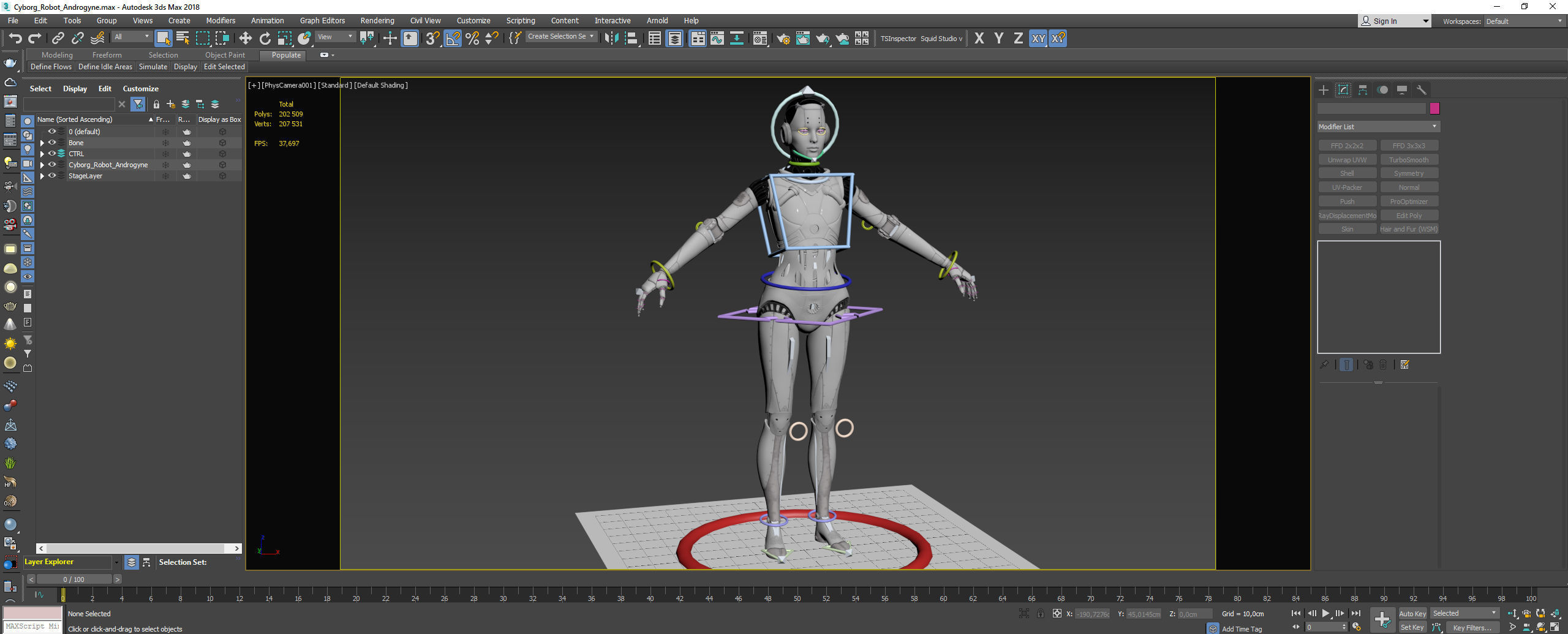 Cyborg Robot  Androgyne RIGGED Low-poly 3D model_33