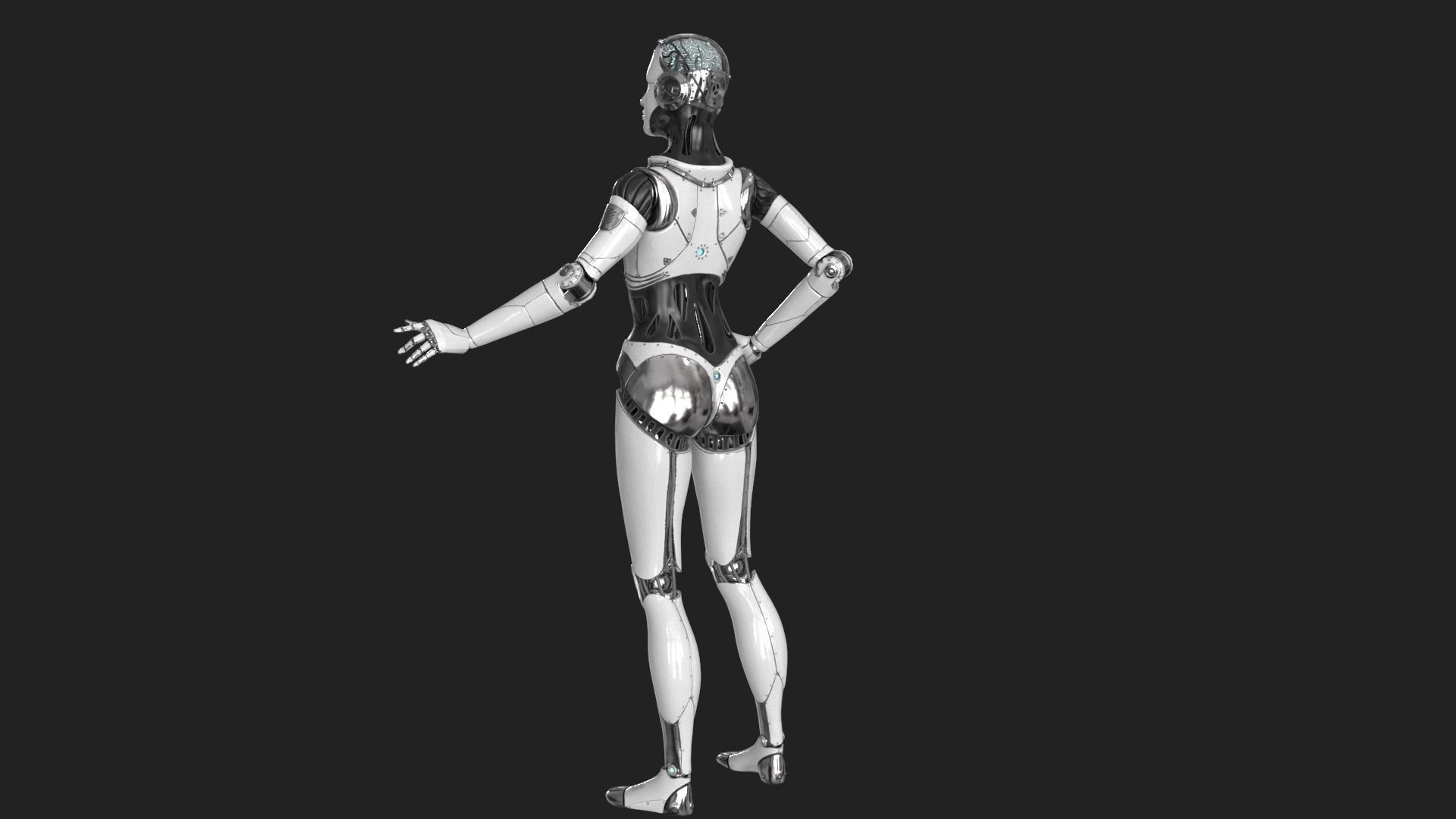 Cyborg Robot  Androgyne RIGGED Low-poly 3D model_21