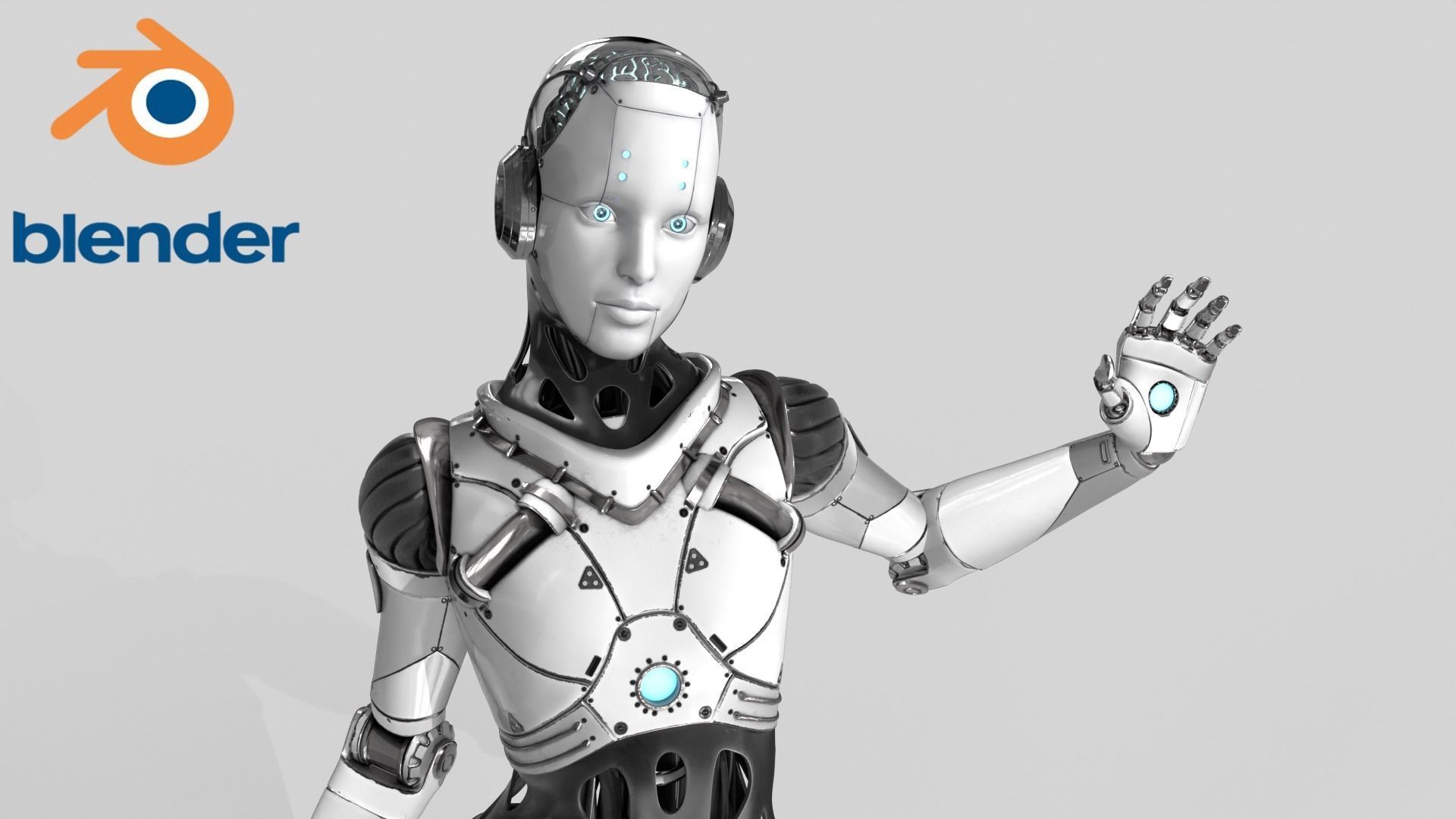 Cyborg Robot  Androgyne RIGGED Low-poly 3D model_14