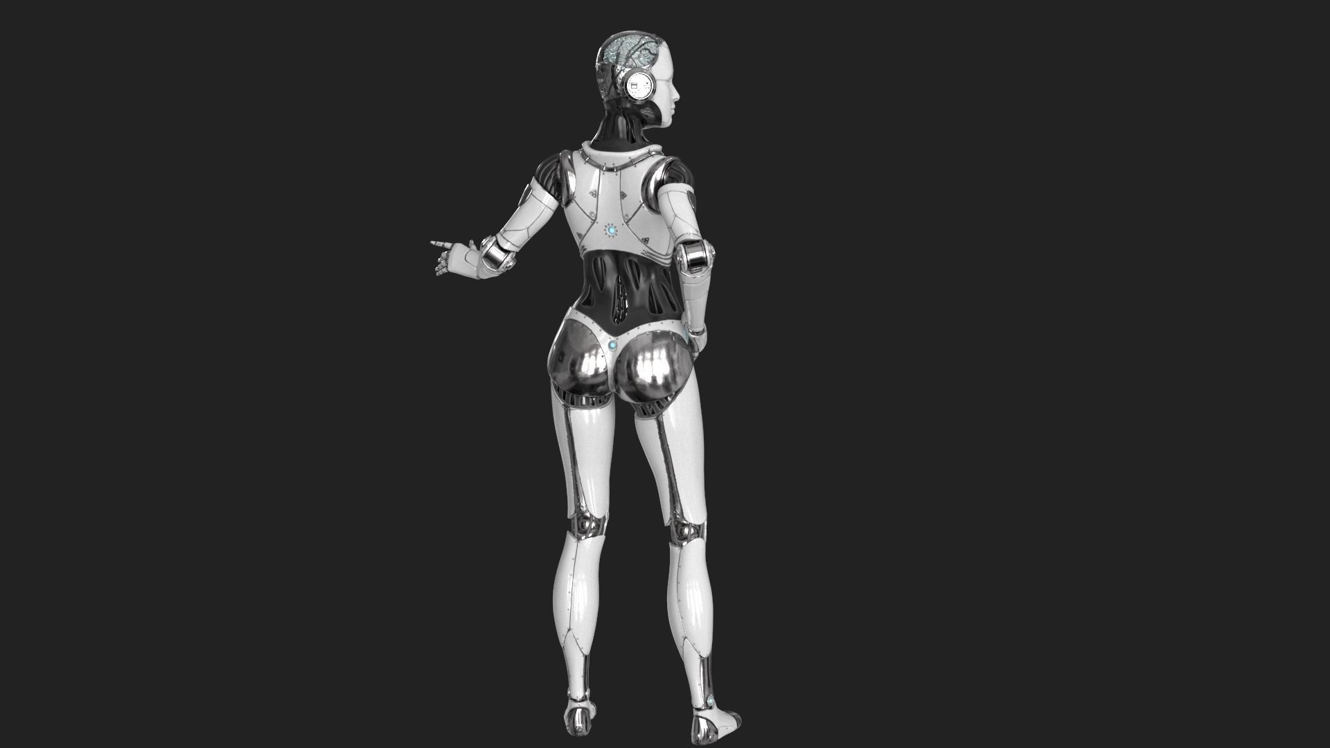 Cyborg Robot  Androgyne RIGGED Low-poly 3D model_22