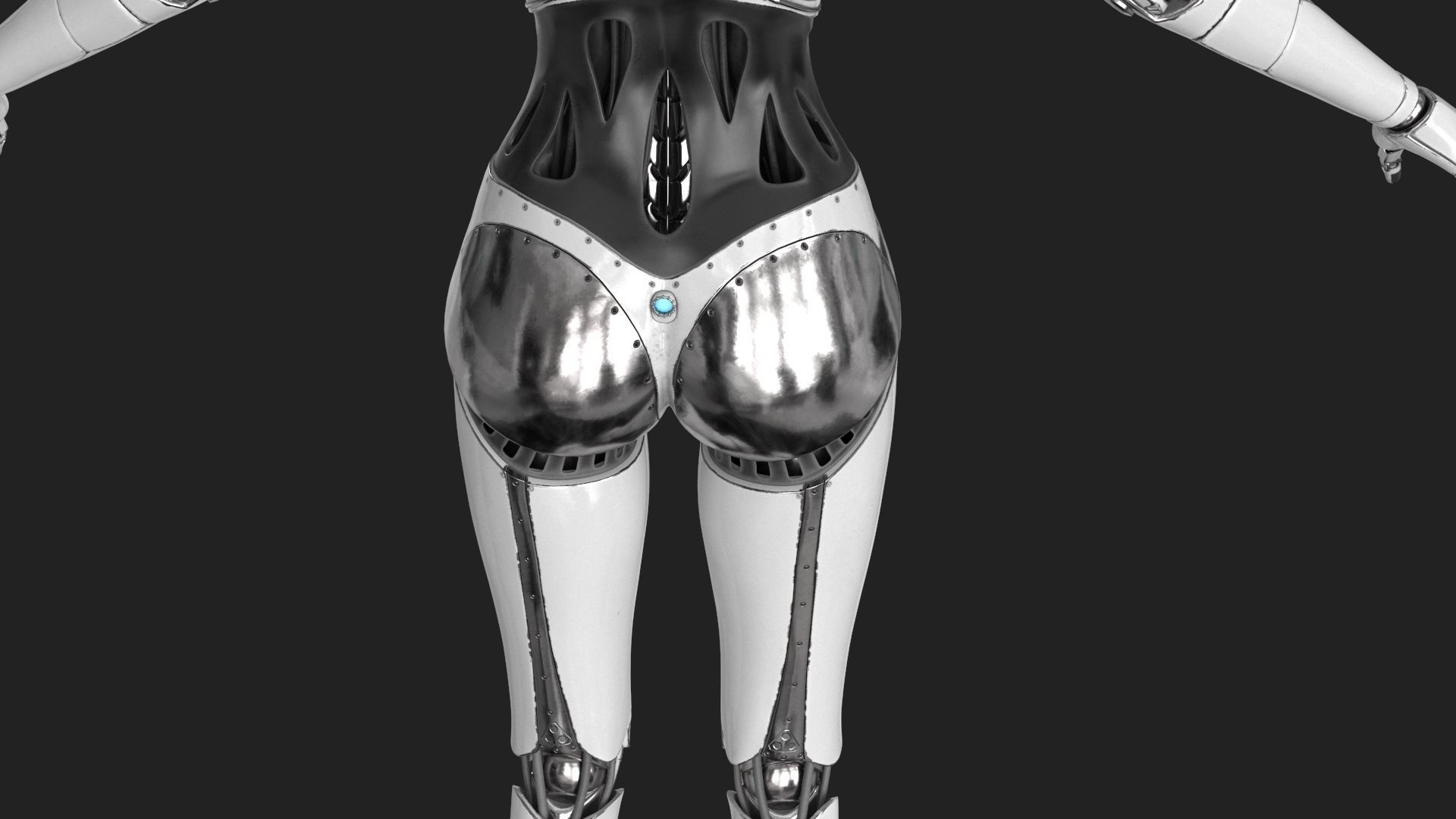 Cyborg Robot  Androgyne RIGGED Low-poly 3D model_10