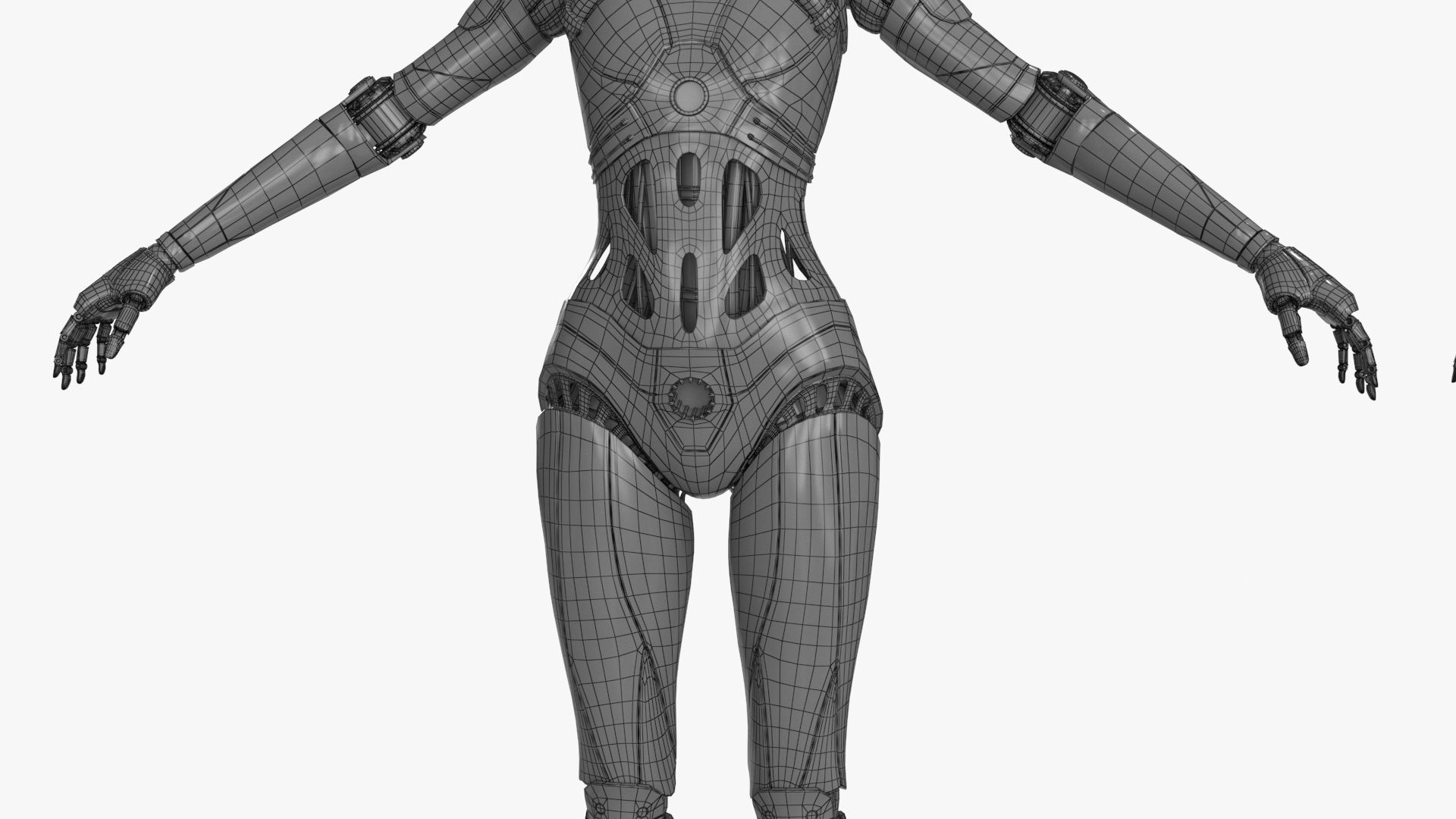 Cyborg Robot  Androgyne RIGGED Low-poly 3D model_30