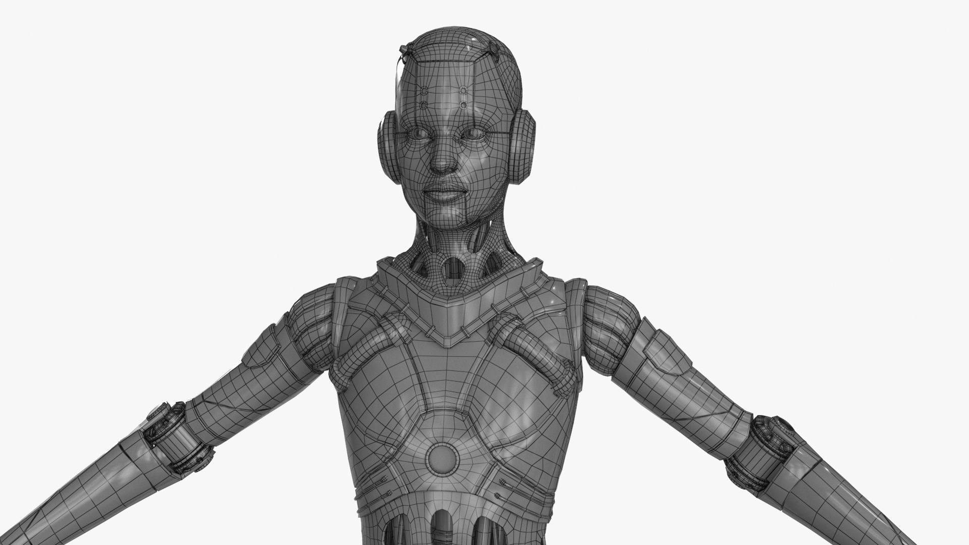 Cyborg Robot  Androgyne RIGGED Low-poly 3D model_25
