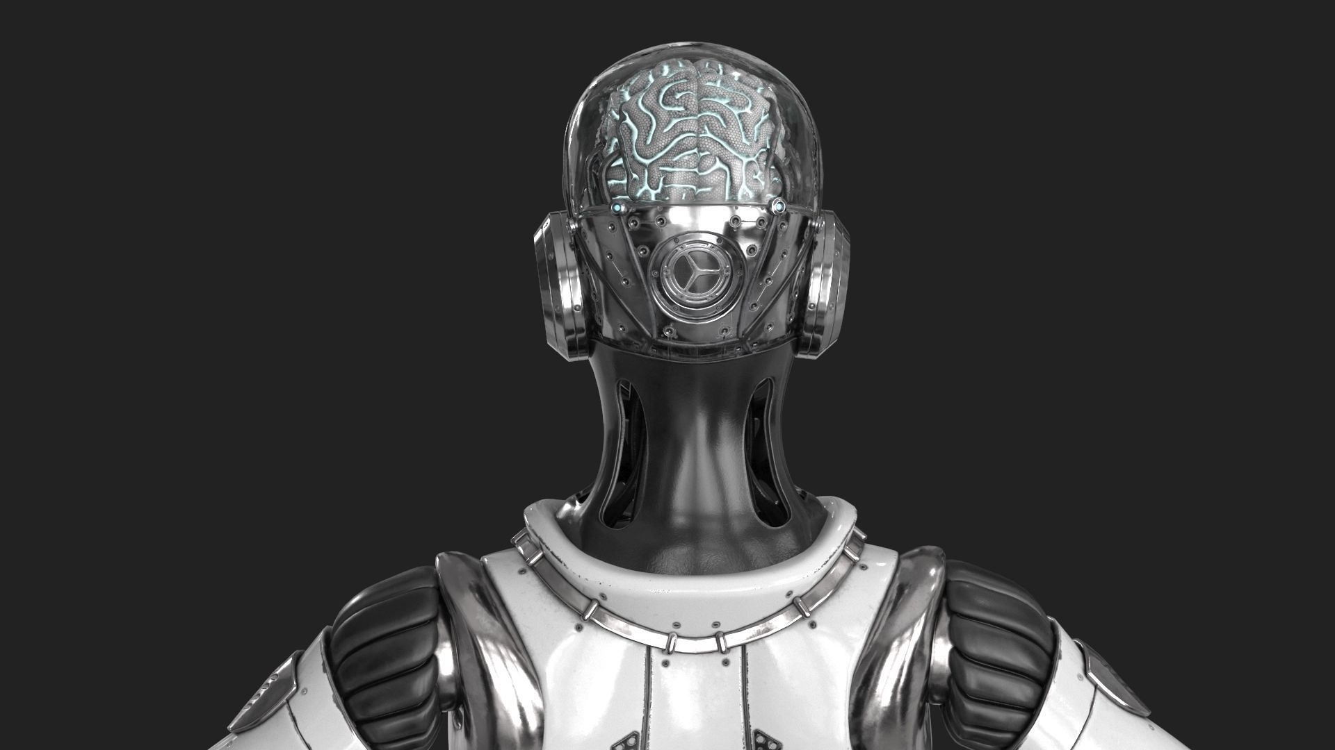 Cyborg Robot  Androgyne RIGGED Low-poly 3D model_4