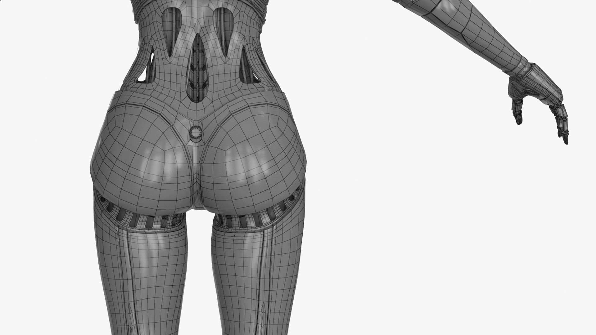 Cyborg Robot  Androgyne RIGGED Low-poly 3D model_27