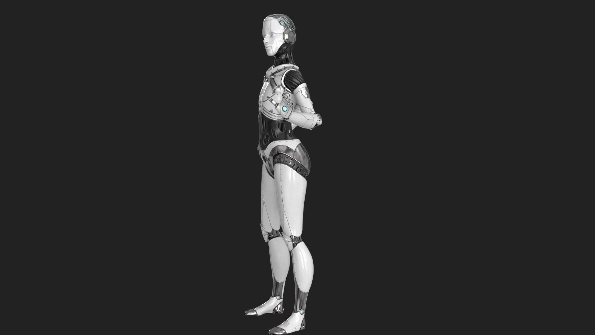 Cyborg Robot  Androgyne RIGGED Low-poly 3D model_20
