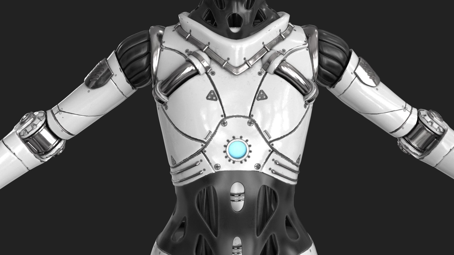 Cyborg Robot  Androgyne RIGGED Low-poly 3D model_5