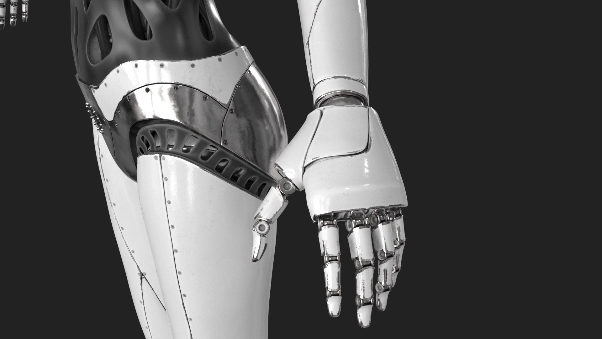 Cyborg Robot  Androgyne RIGGED Low-poly 3D model_7
