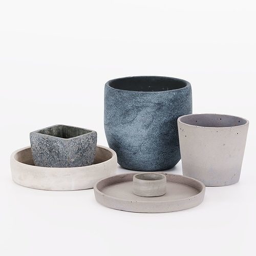 Small Concrete Planter Pack Low-poly 3D model