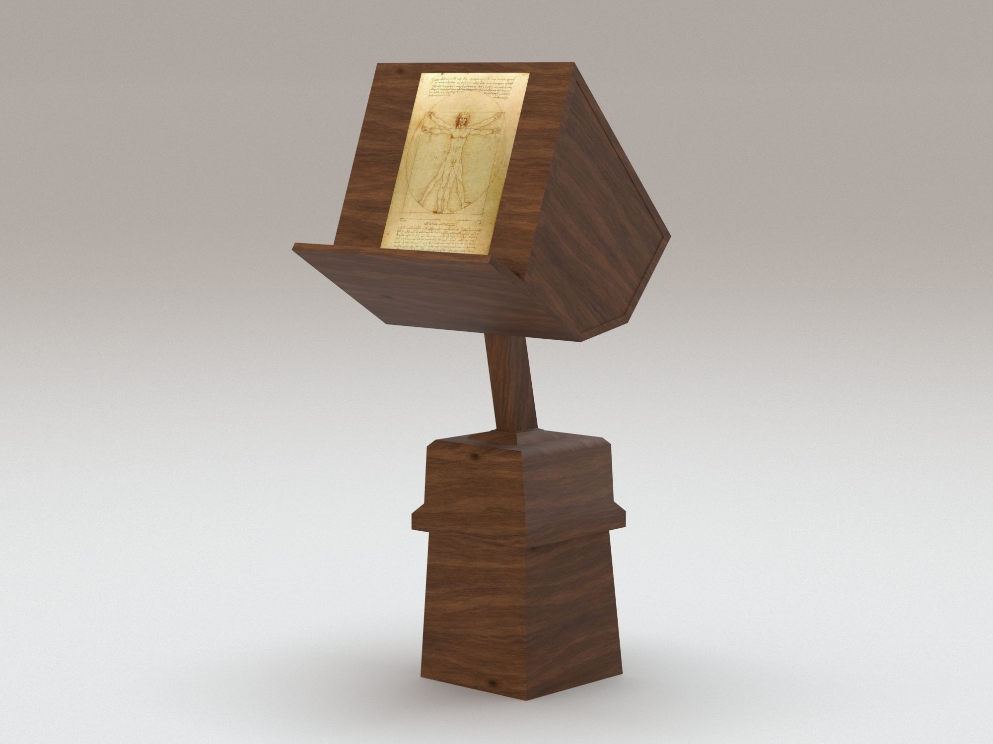 Antique wooden lectern  1 Low-poly 3D model_2