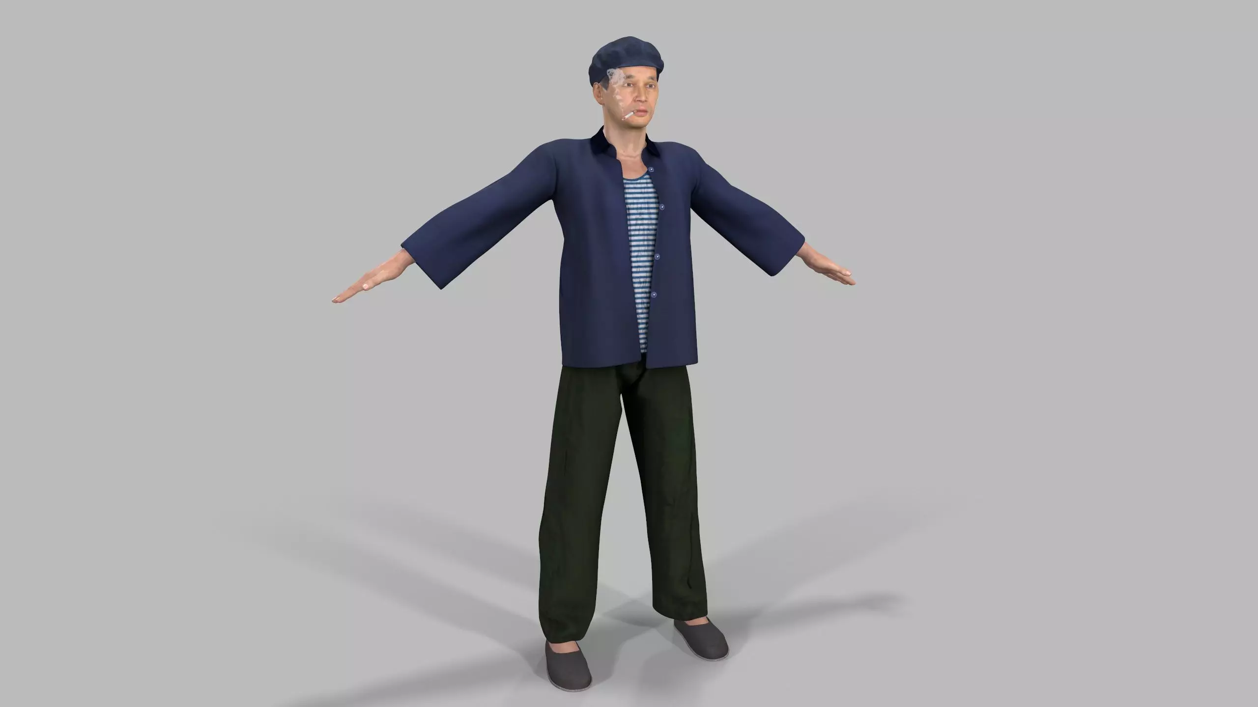 farmer avatar Low-poly 3D model_0