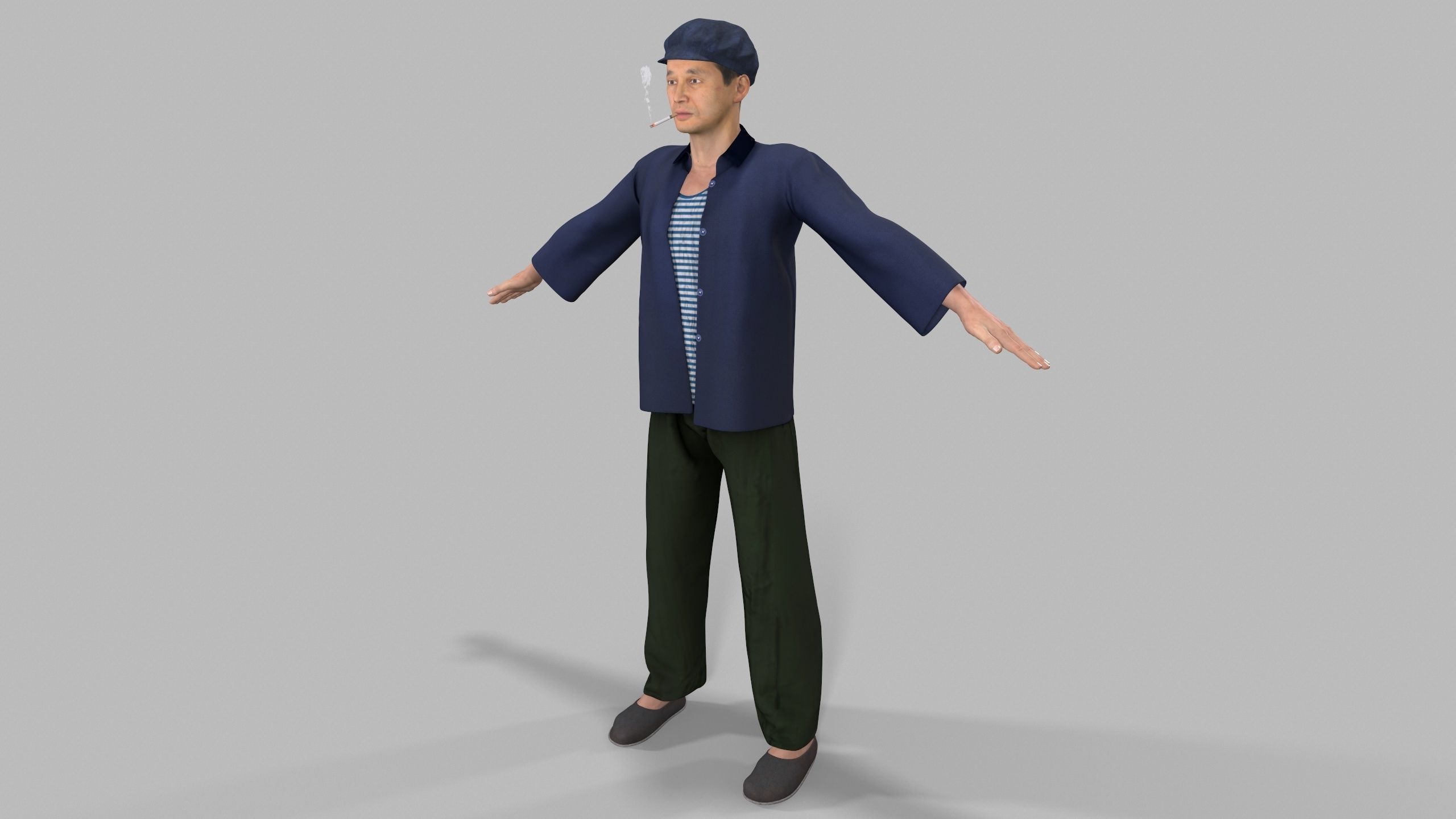 farmer avatar Low-poly 3D model_1