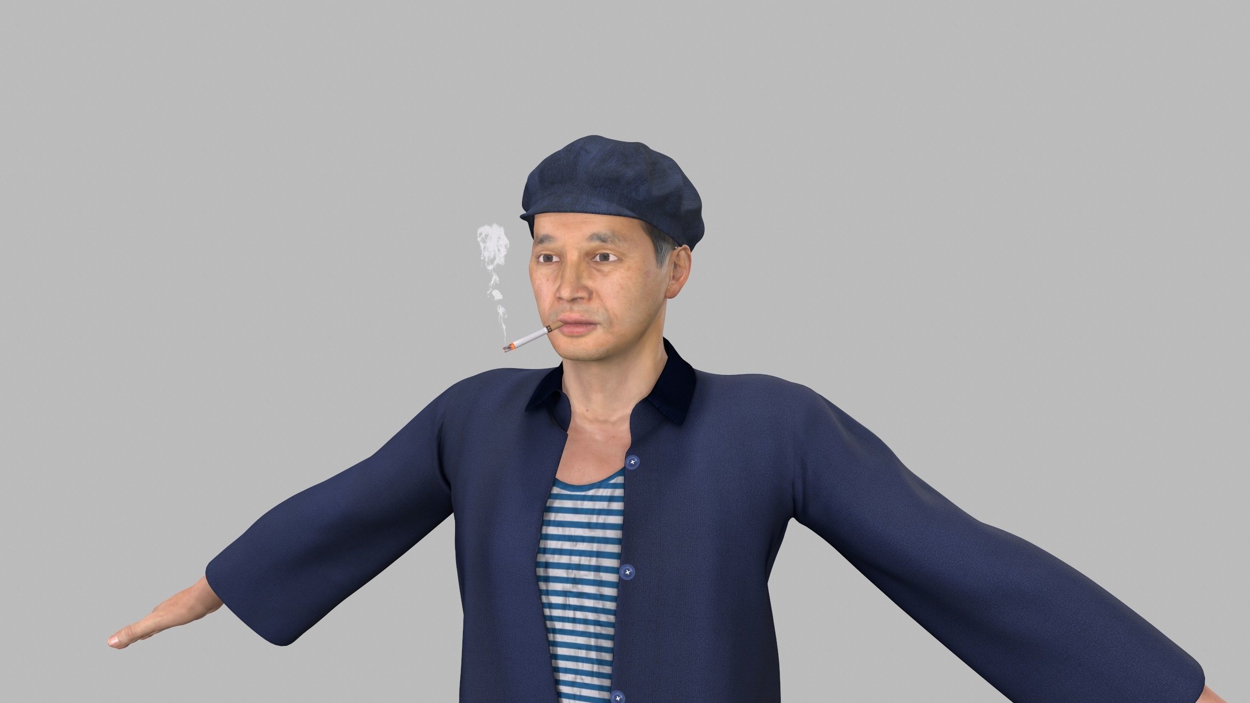 farmer avatar Low-poly 3D model_3