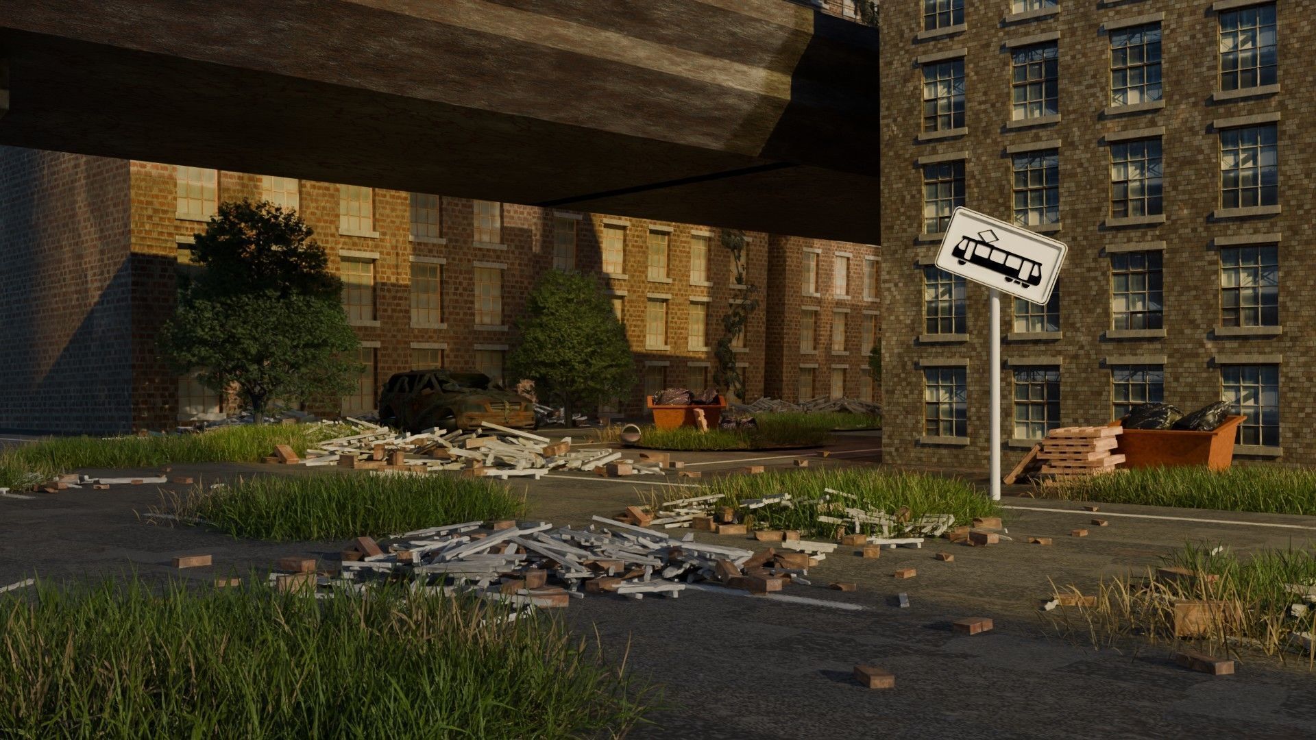 Abandoned city Low-poly 3D model_2