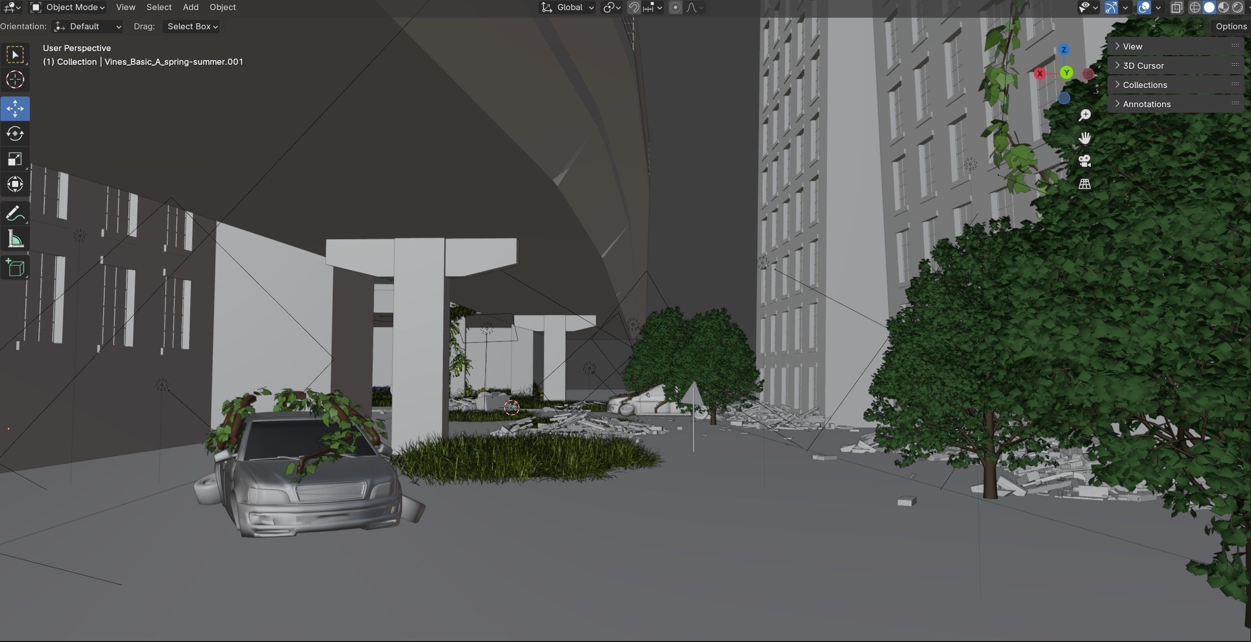 Abandoned city Low-poly 3D model_15