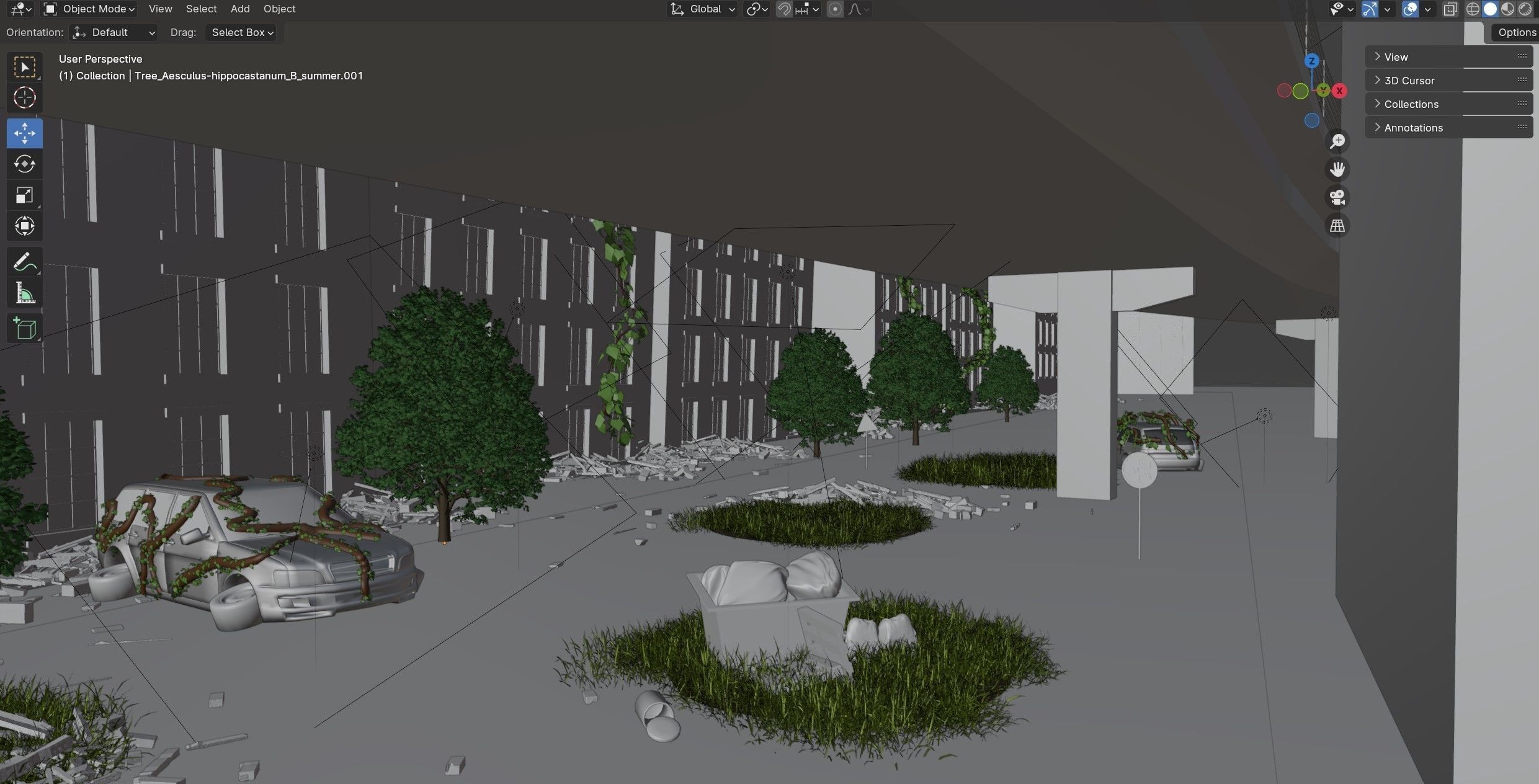 Abandoned city Low-poly 3D model_18