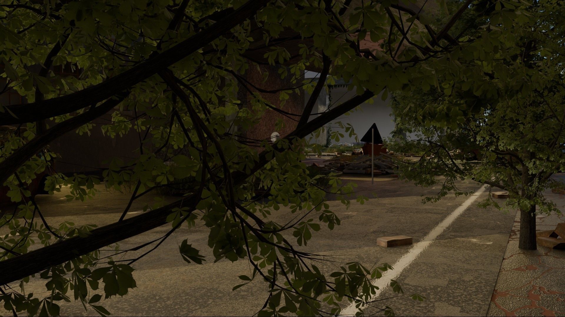 Abandoned city Low-poly 3D model_7