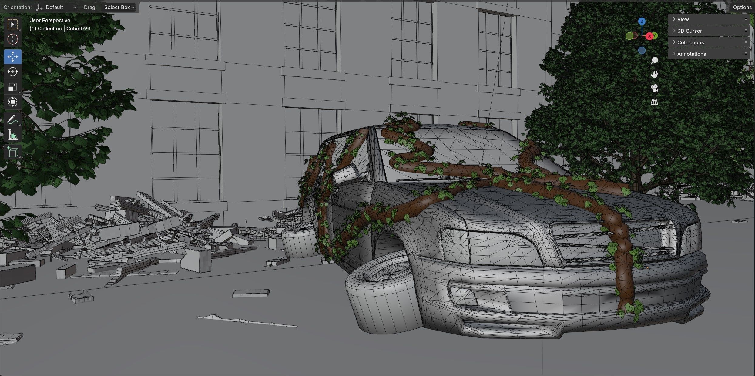 Abandoned city Low-poly 3D model_23