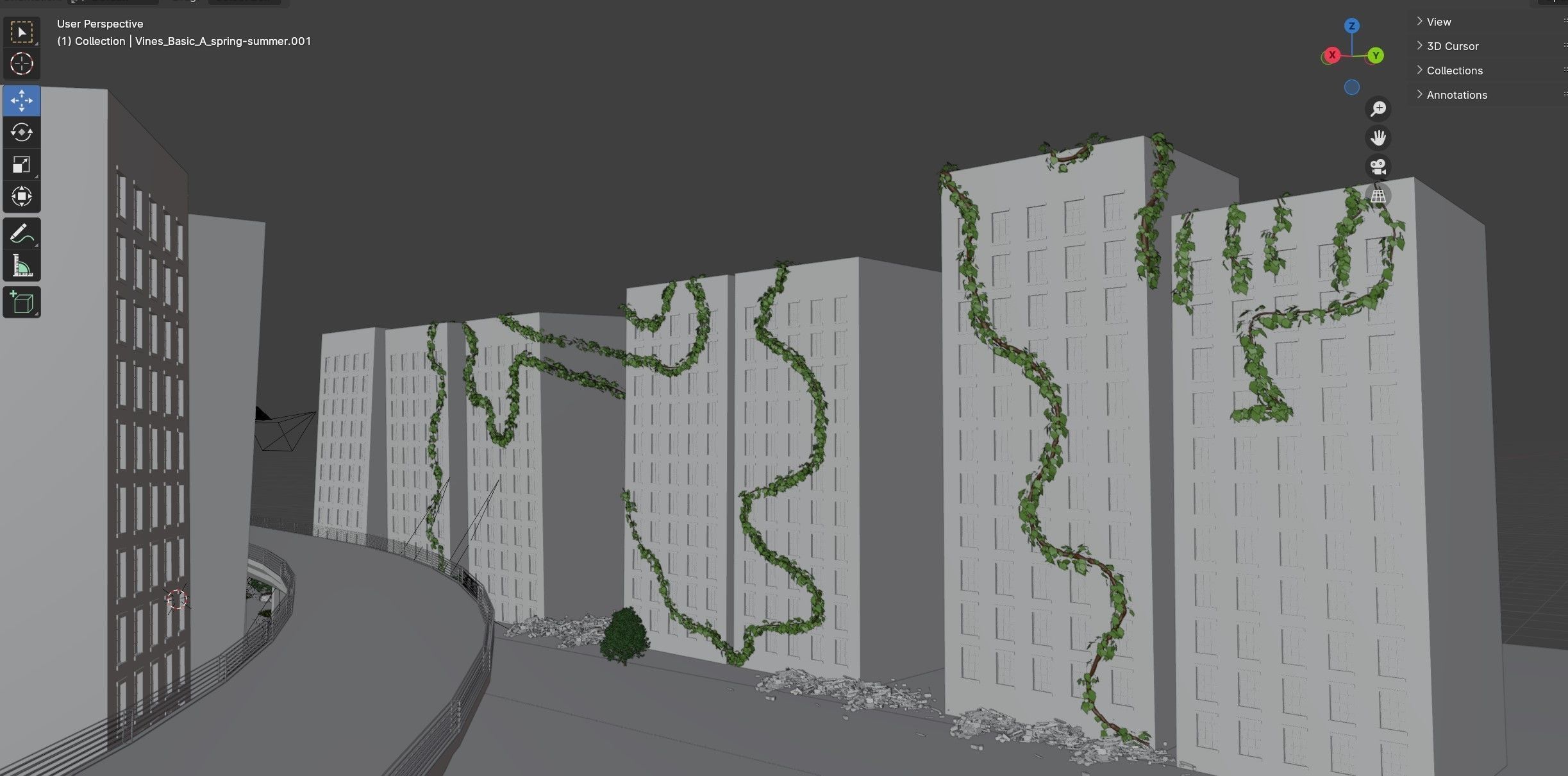 Abandoned city Low-poly 3D model_14