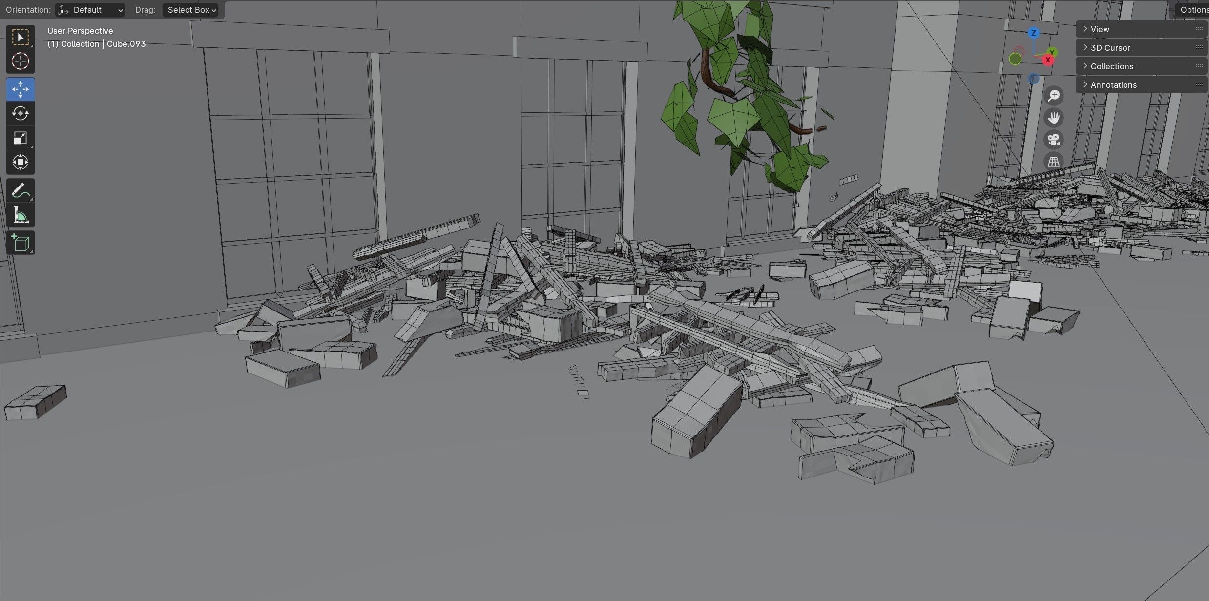 Abandoned city Low-poly 3D model_25