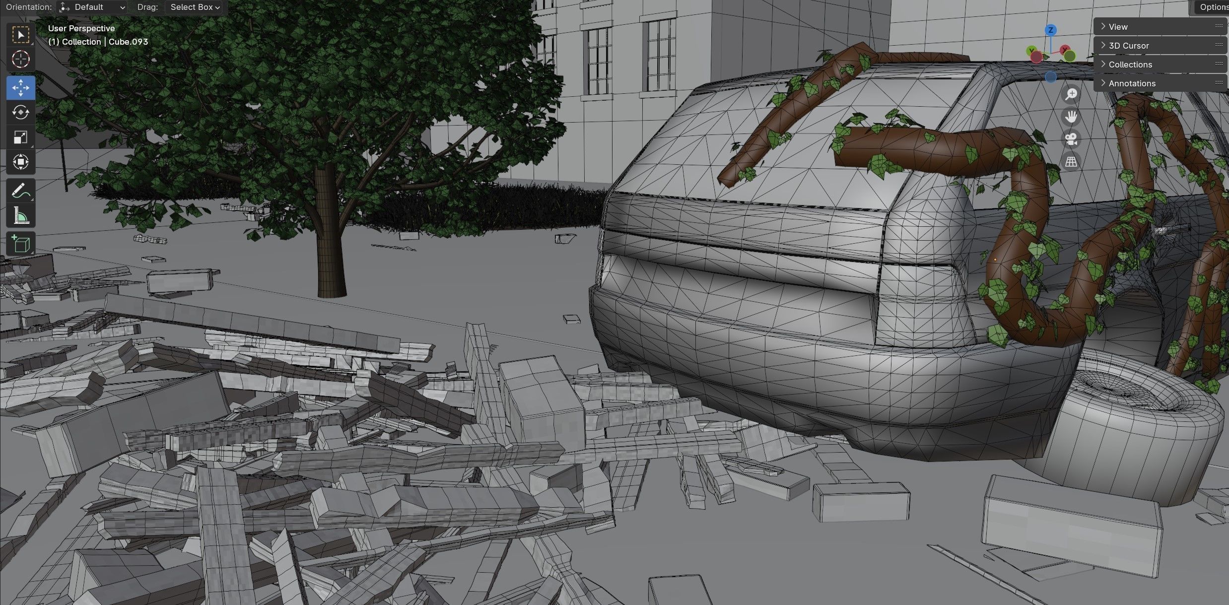 Abandoned city Low-poly 3D model_26