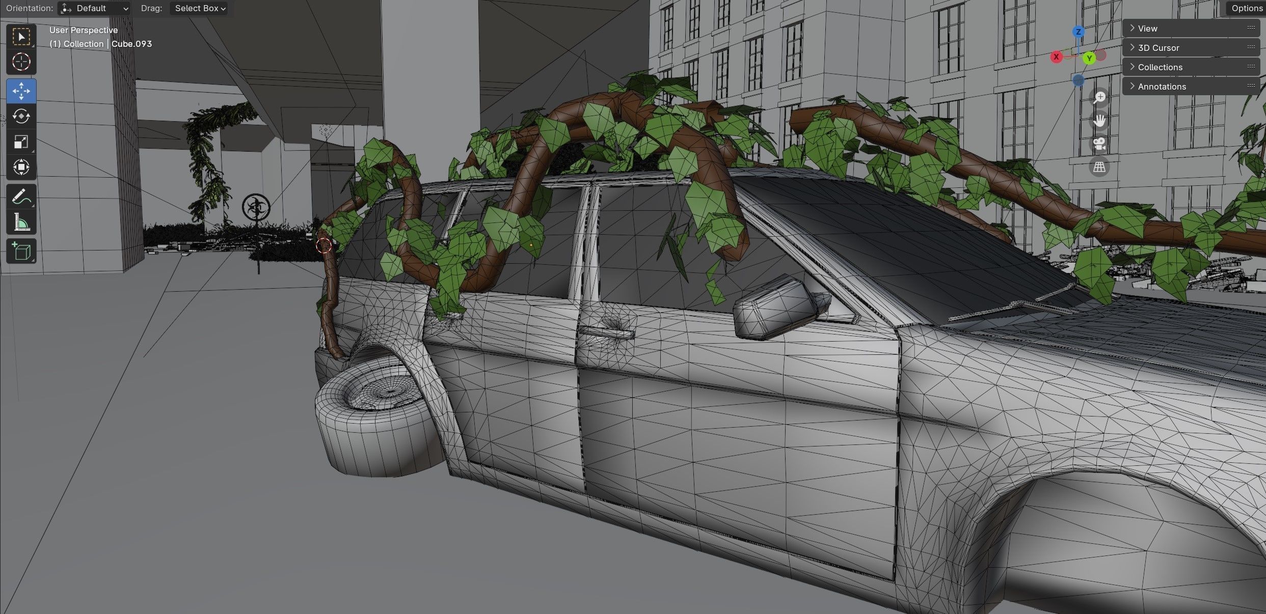 Abandoned city Low-poly 3D model_27