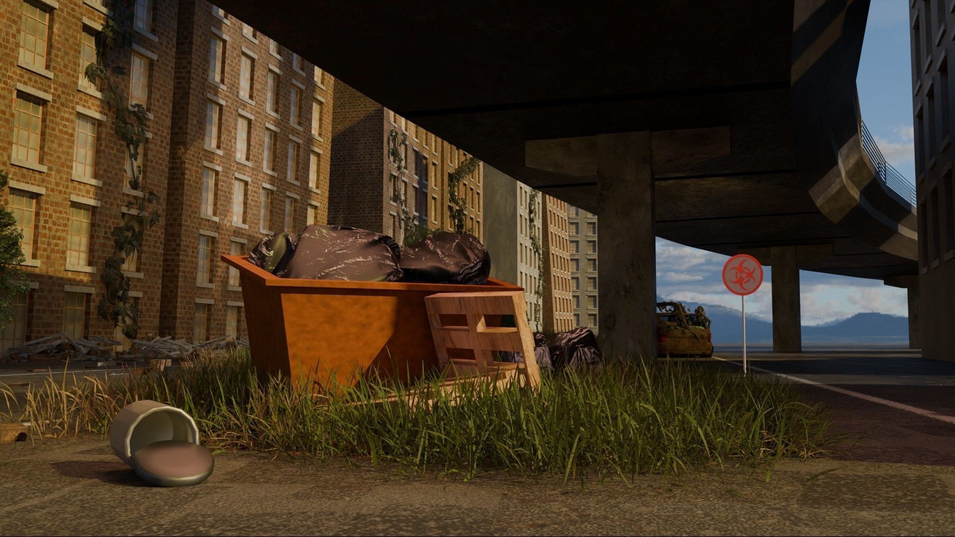 Abandoned city Low-poly 3D model_6