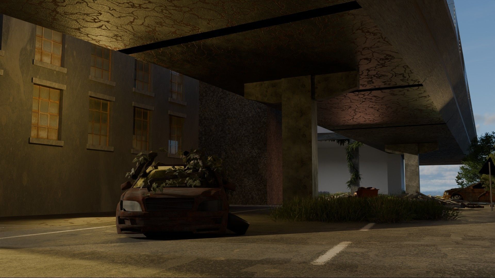 Abandoned city Low-poly 3D model_8