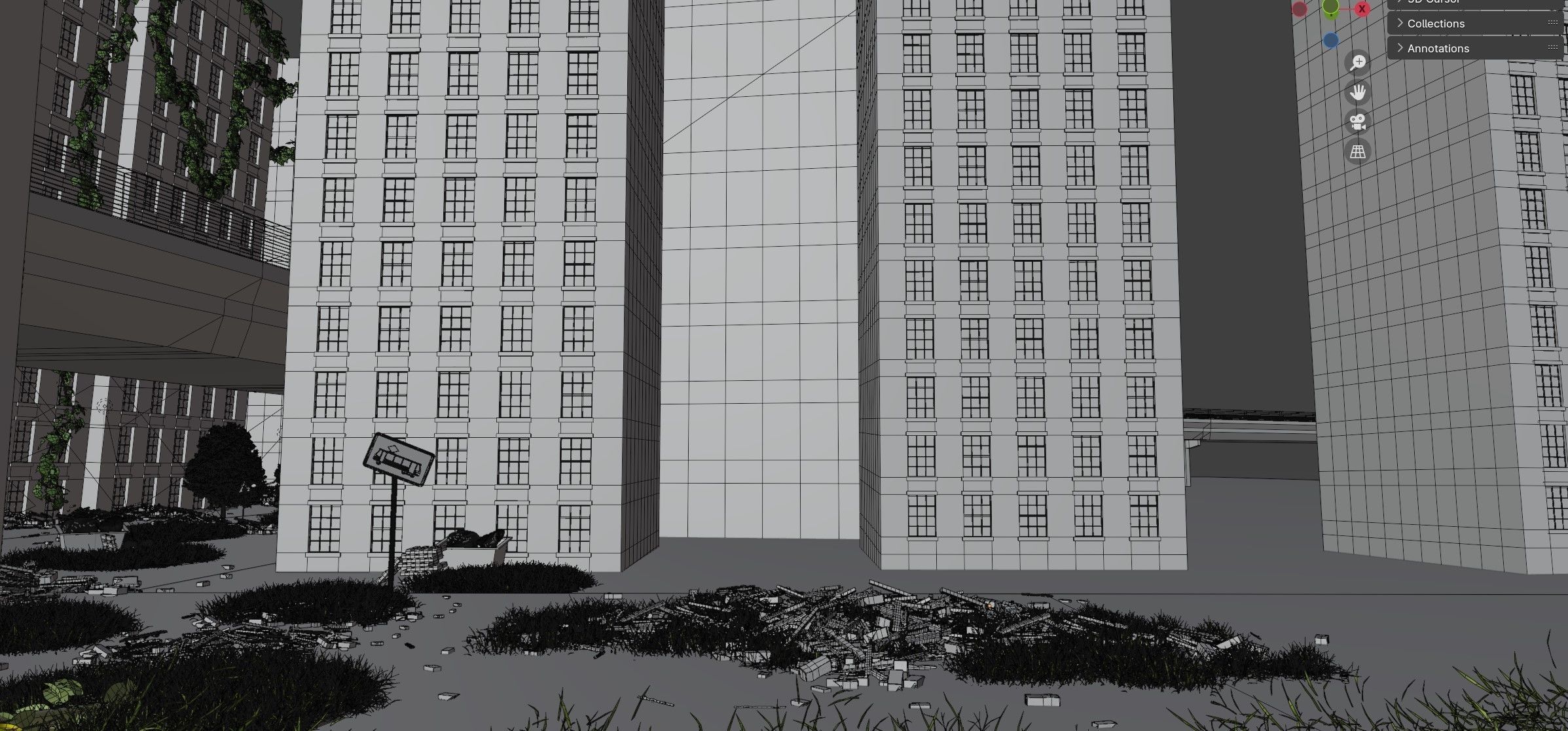 Abandoned city Low-poly 3D model_21