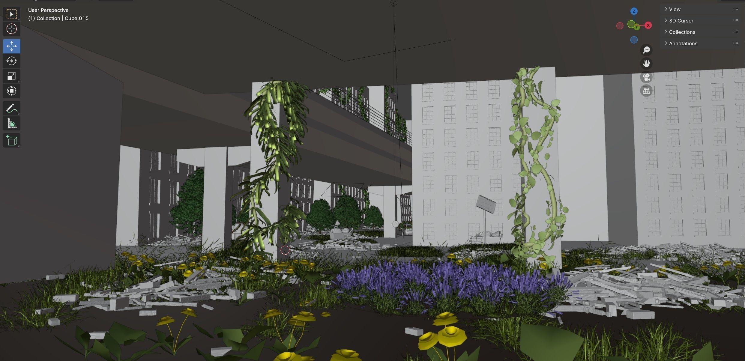 Abandoned city Low-poly 3D model_11