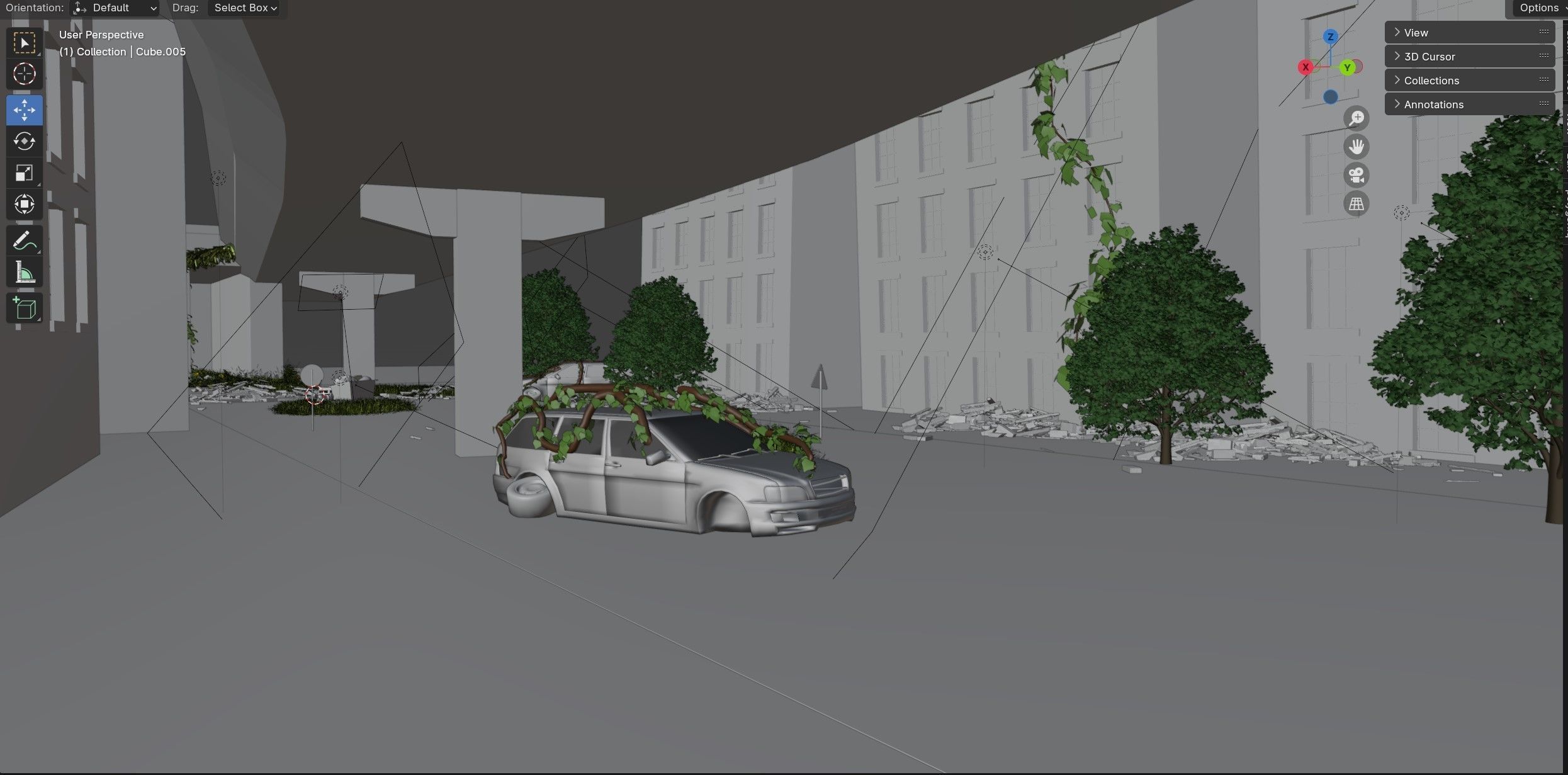 Abandoned city Low-poly 3D model_13