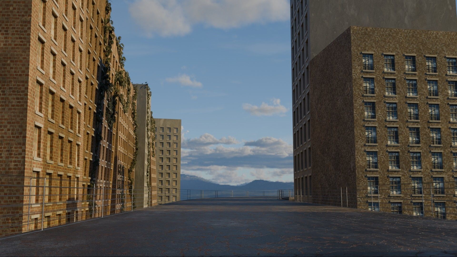 Abandoned city Low-poly 3D model_10