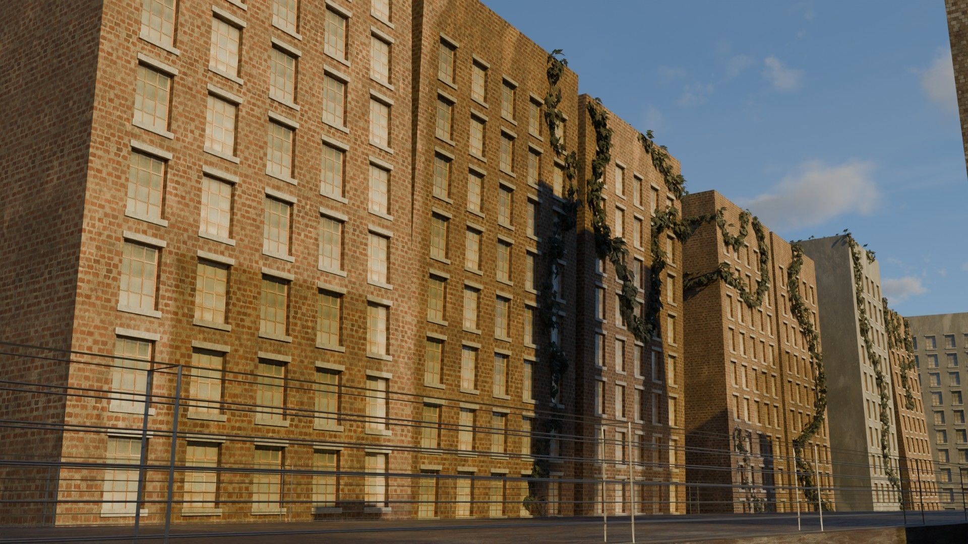 Abandoned city Low-poly 3D model_3