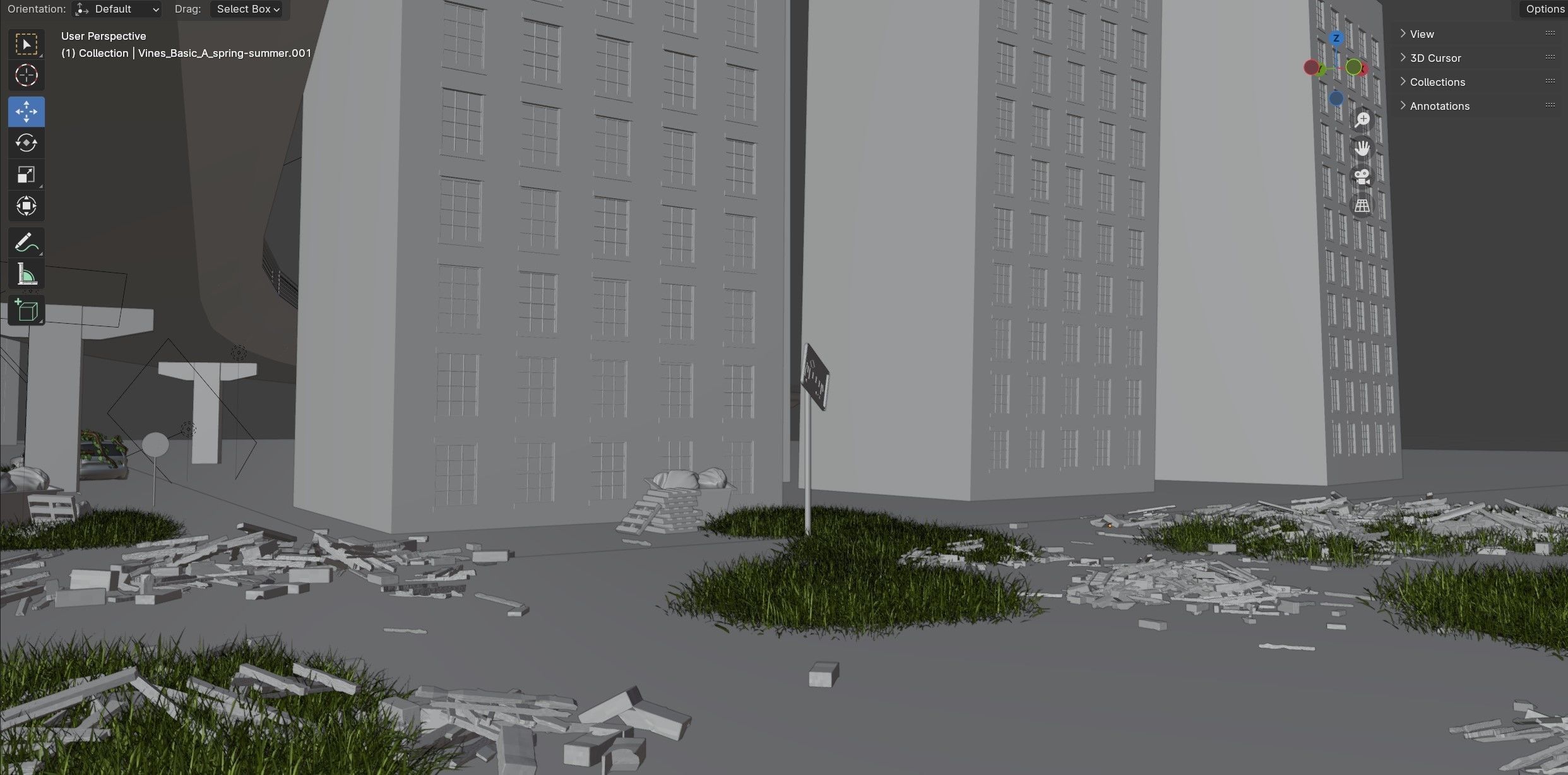 Abandoned city Low-poly 3D model_16