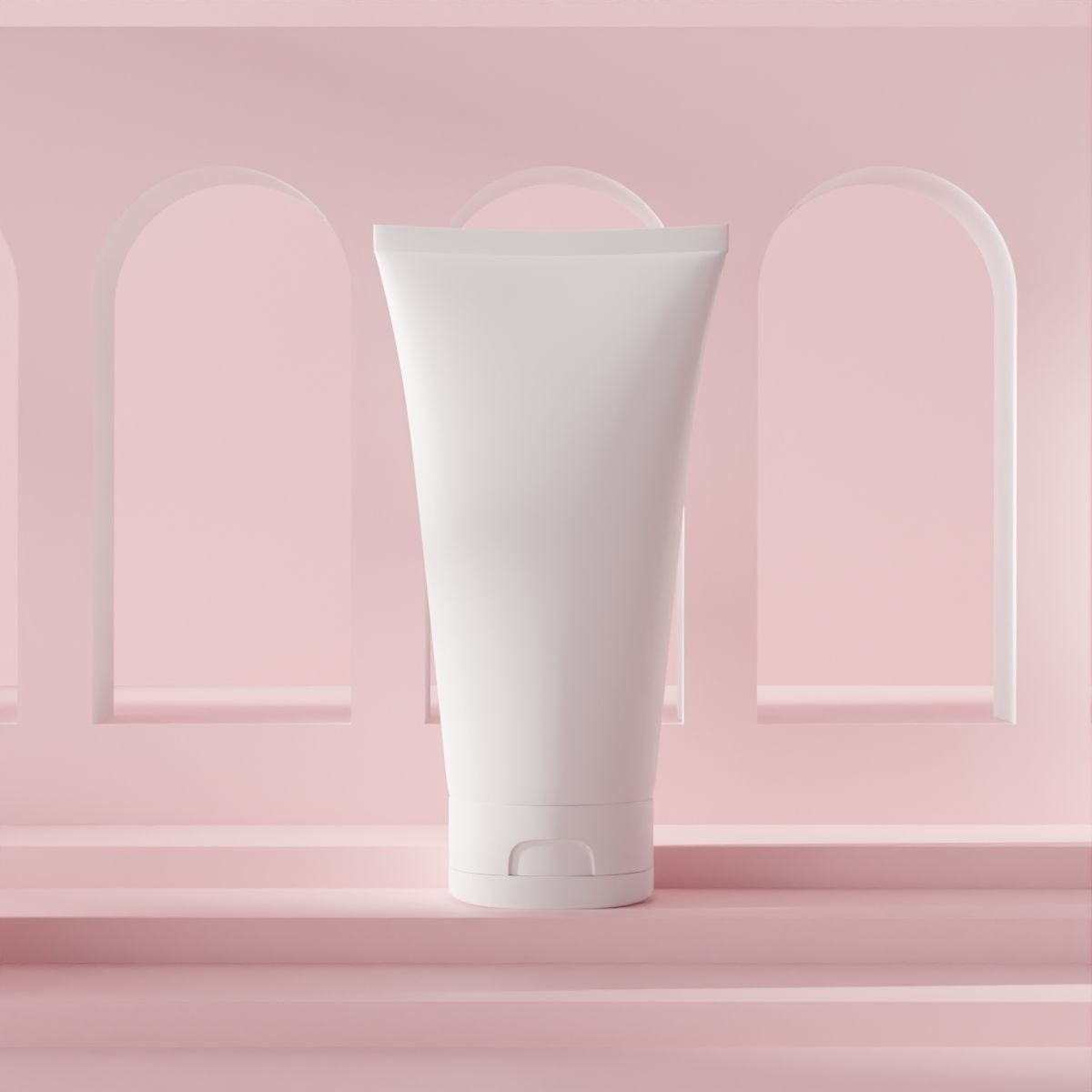 A femine minimalistic scene with a different cosmetic packages 3D model_4