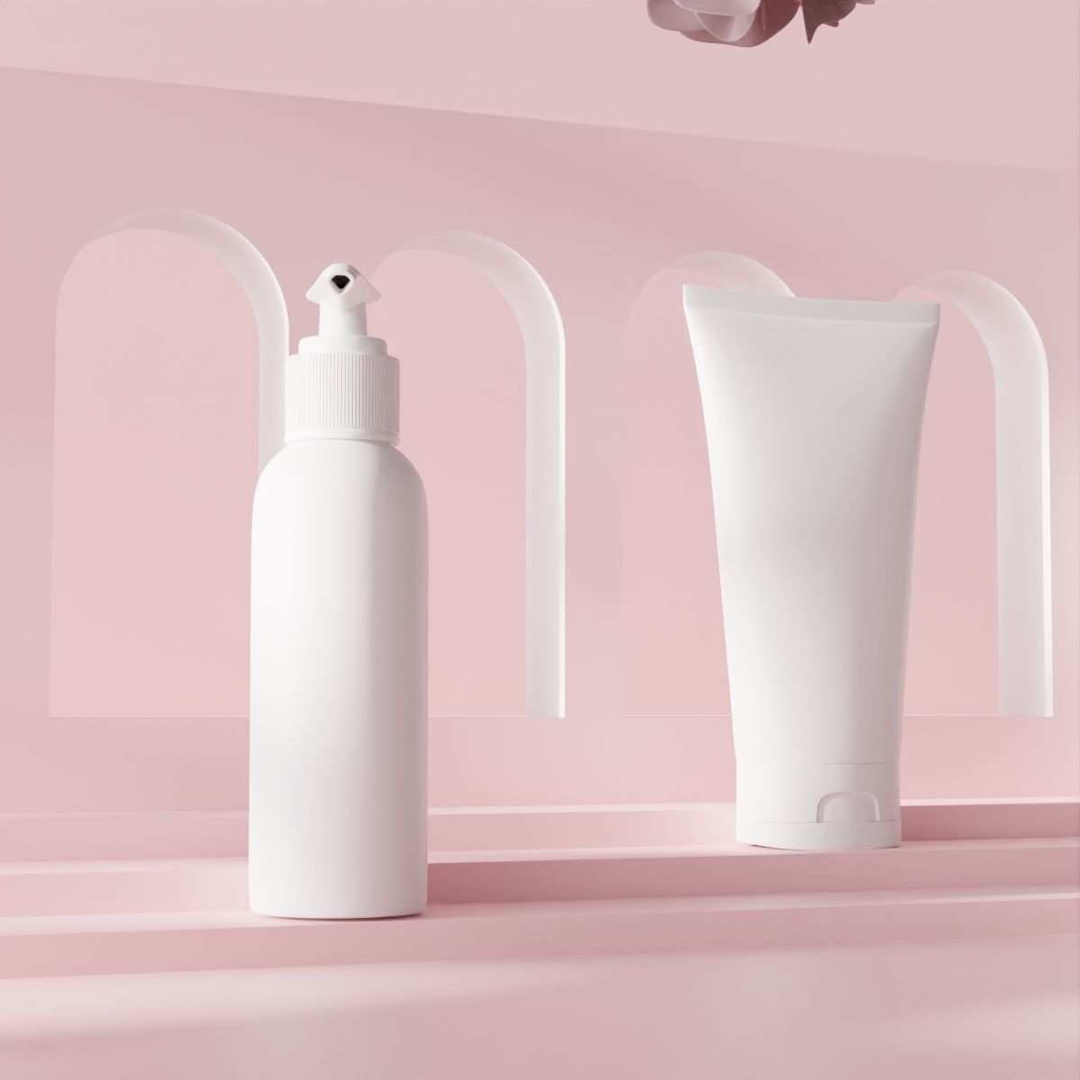 A femine minimalistic scene with a different cosmetic packages 3D model_6