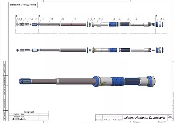 Lifeline Heirloom Drumsticks - APEX - STL and CAD - Personal Use 3D print model