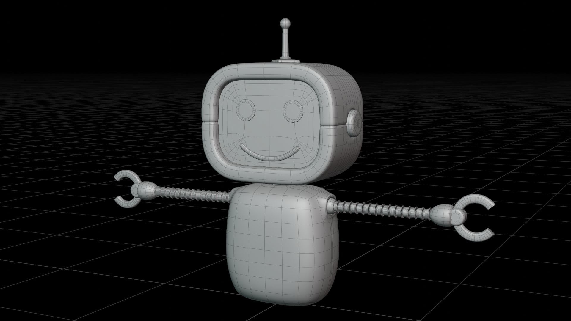 Sweet fly Robot white grey and blue color 3D model_3