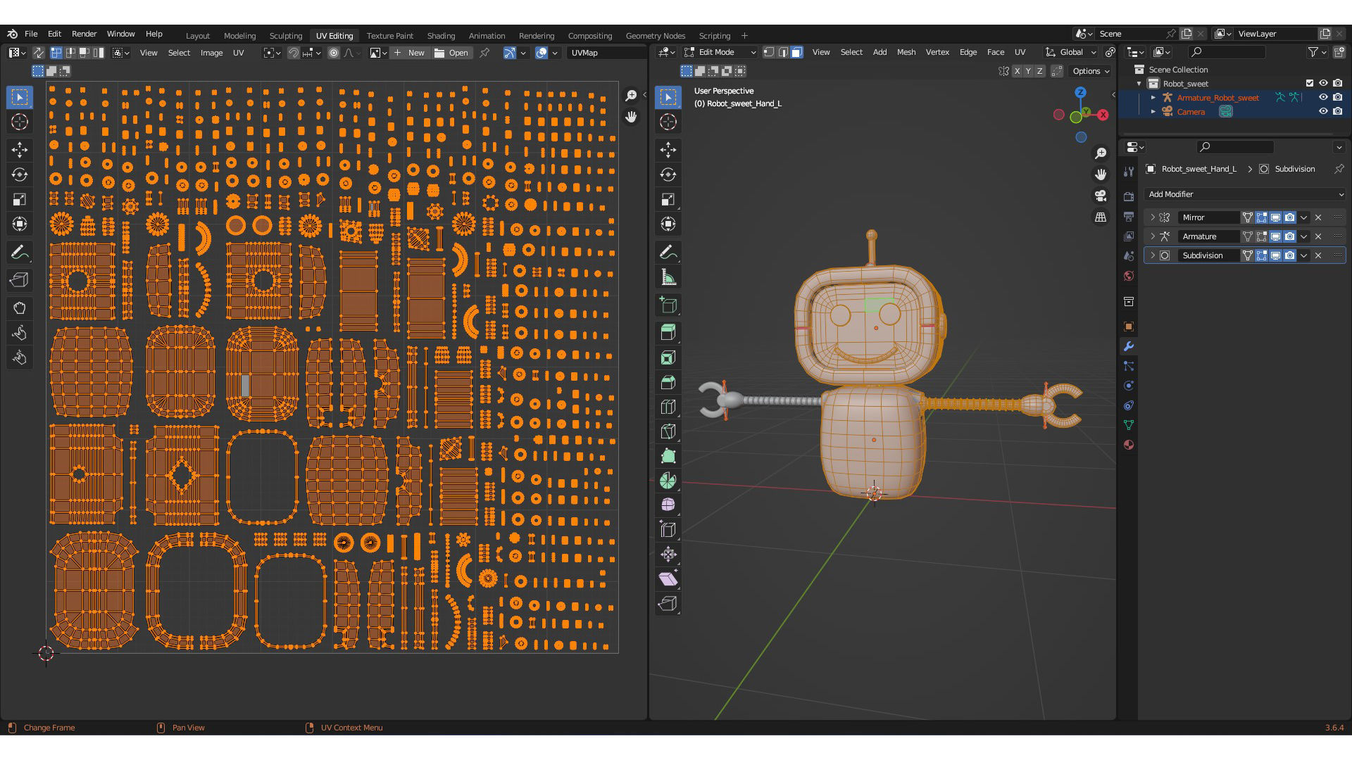 Sweet fly Robot white grey and blue color 3D model_6