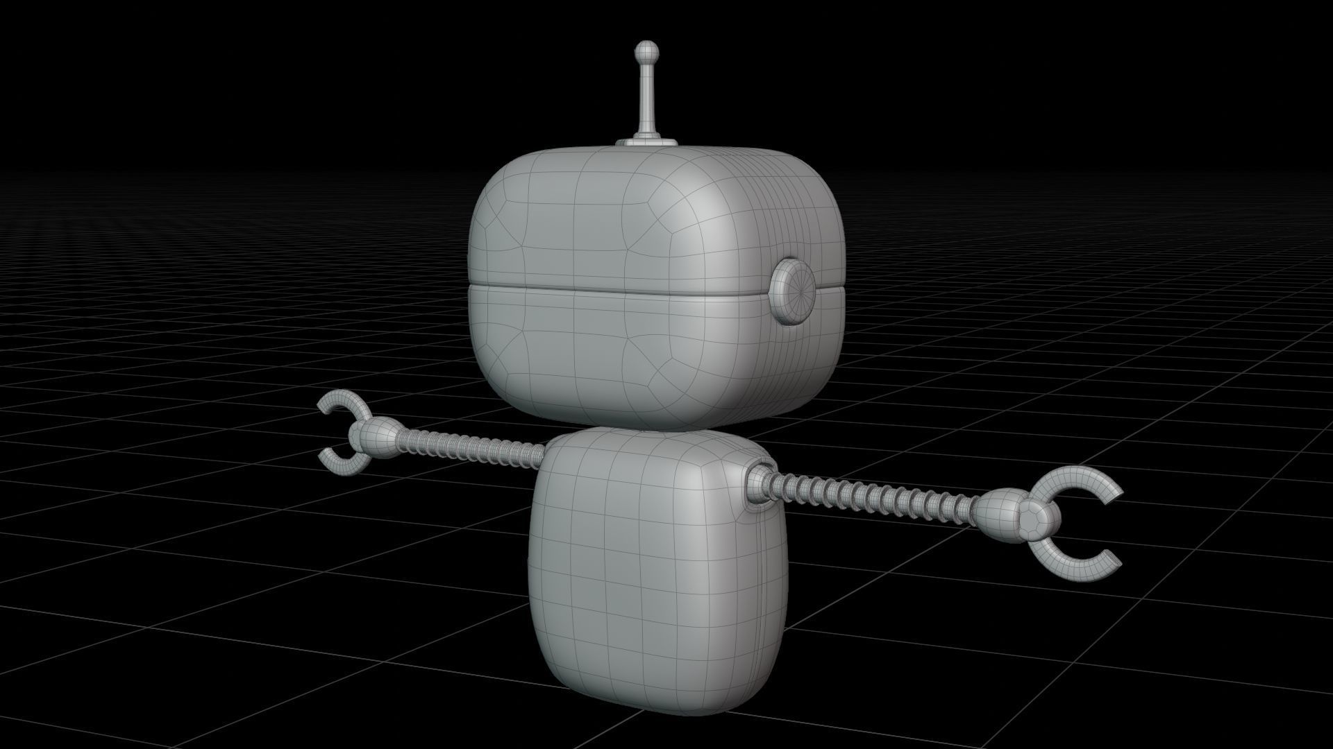 Sweet fly Robot white grey and blue color 3D model_4