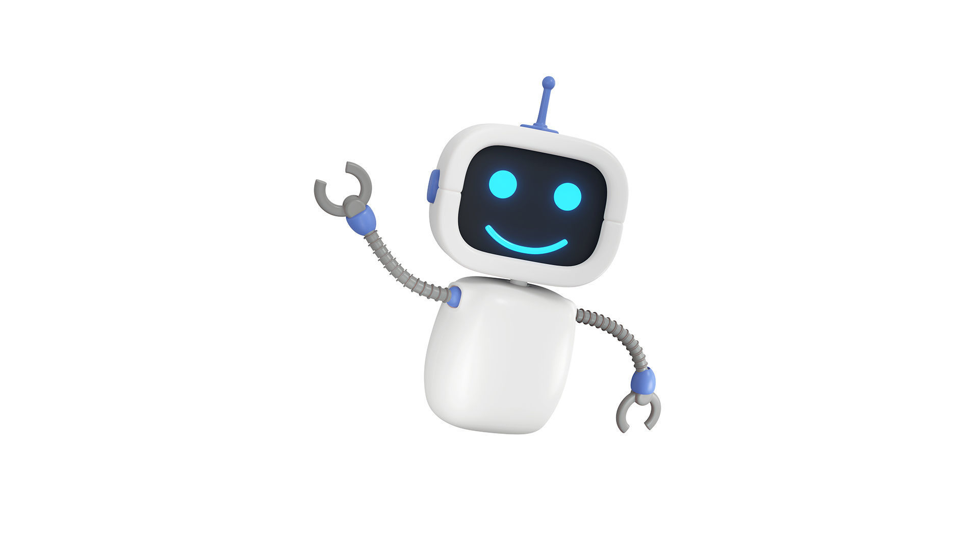 Sweet fly Robot white grey and blue color 3D model_1