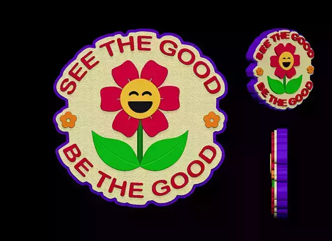cute flower text signs 3D print model