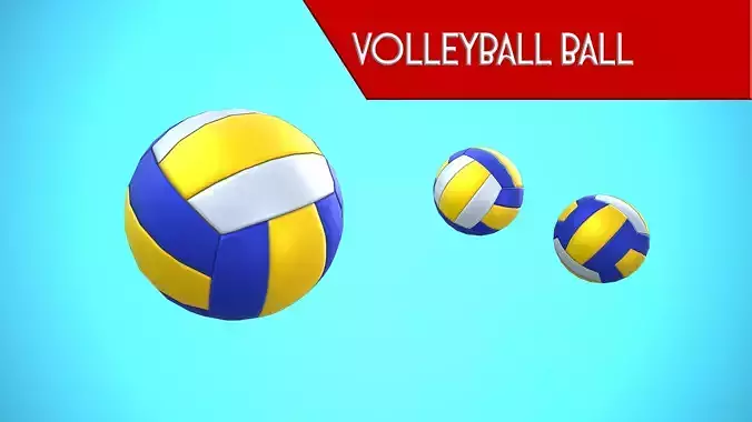 VOLLEYBALL BALL CARTOON STYLIZED Low-poly 3D model