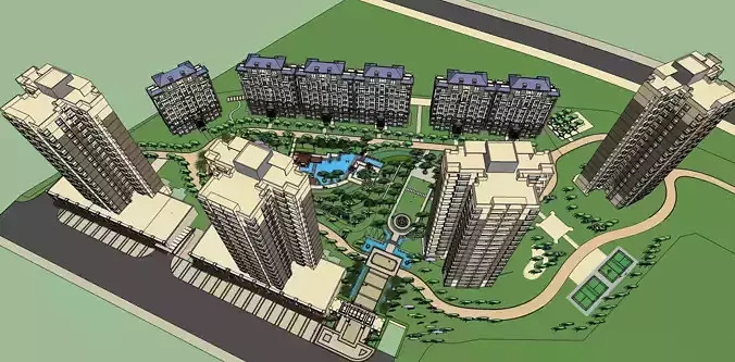 Apartment building downtown 3d model