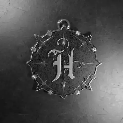 Medallion with letter H 3D printable model 3D print model