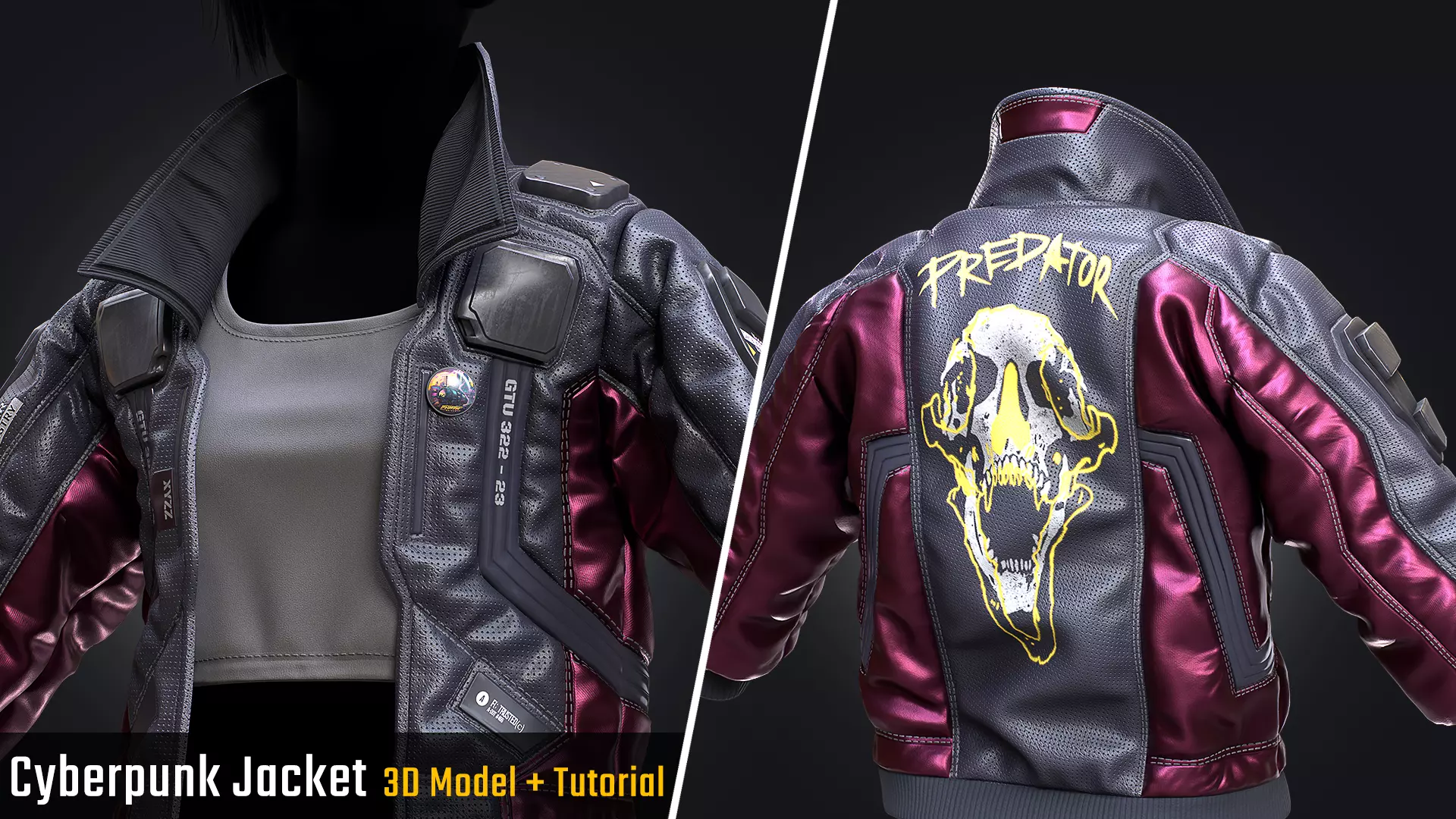 Tutorial - Cyberpunk Jacket Low-poly 3D model_0