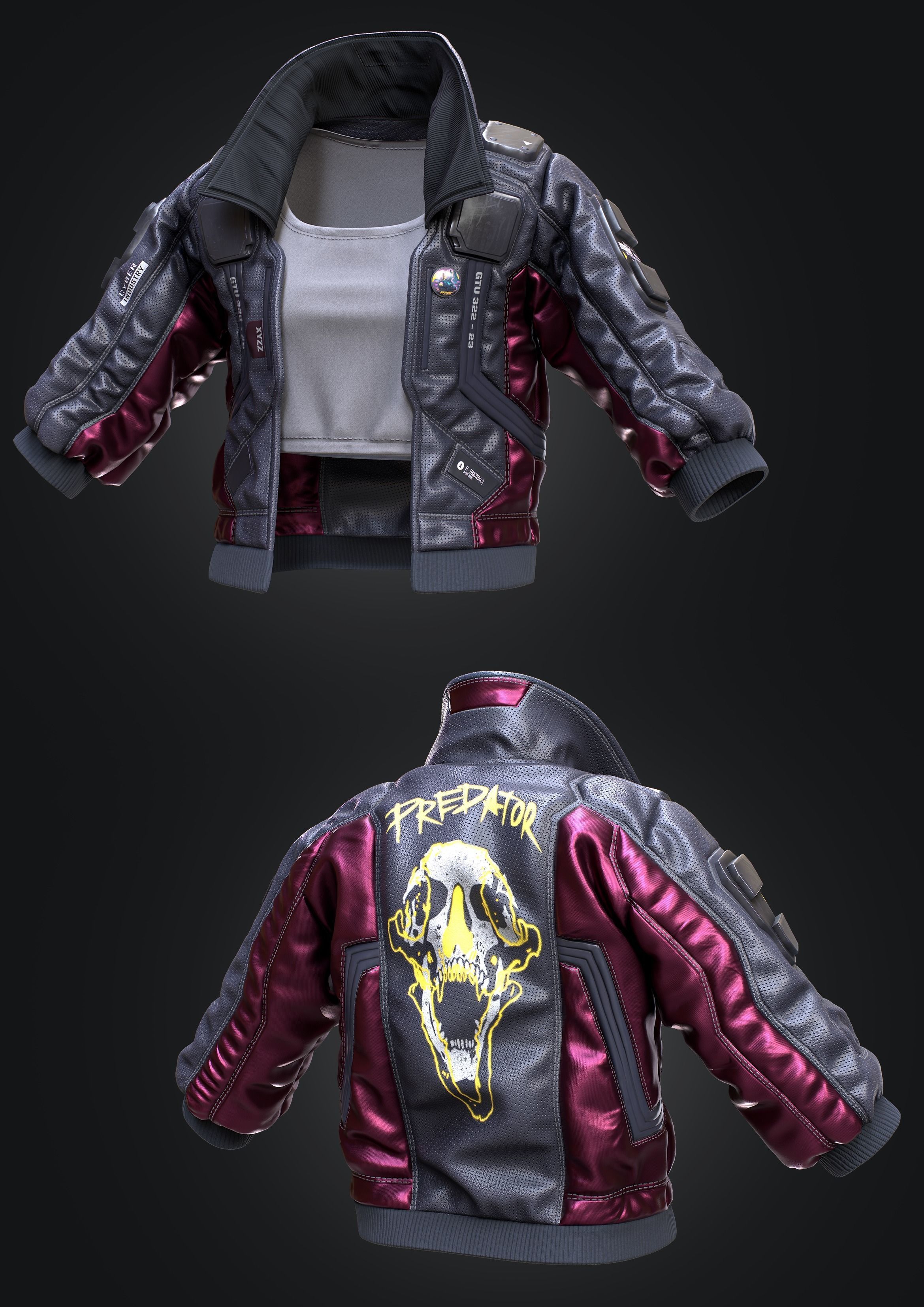 Tutorial - Cyberpunk Jacket Low-poly 3D model_2