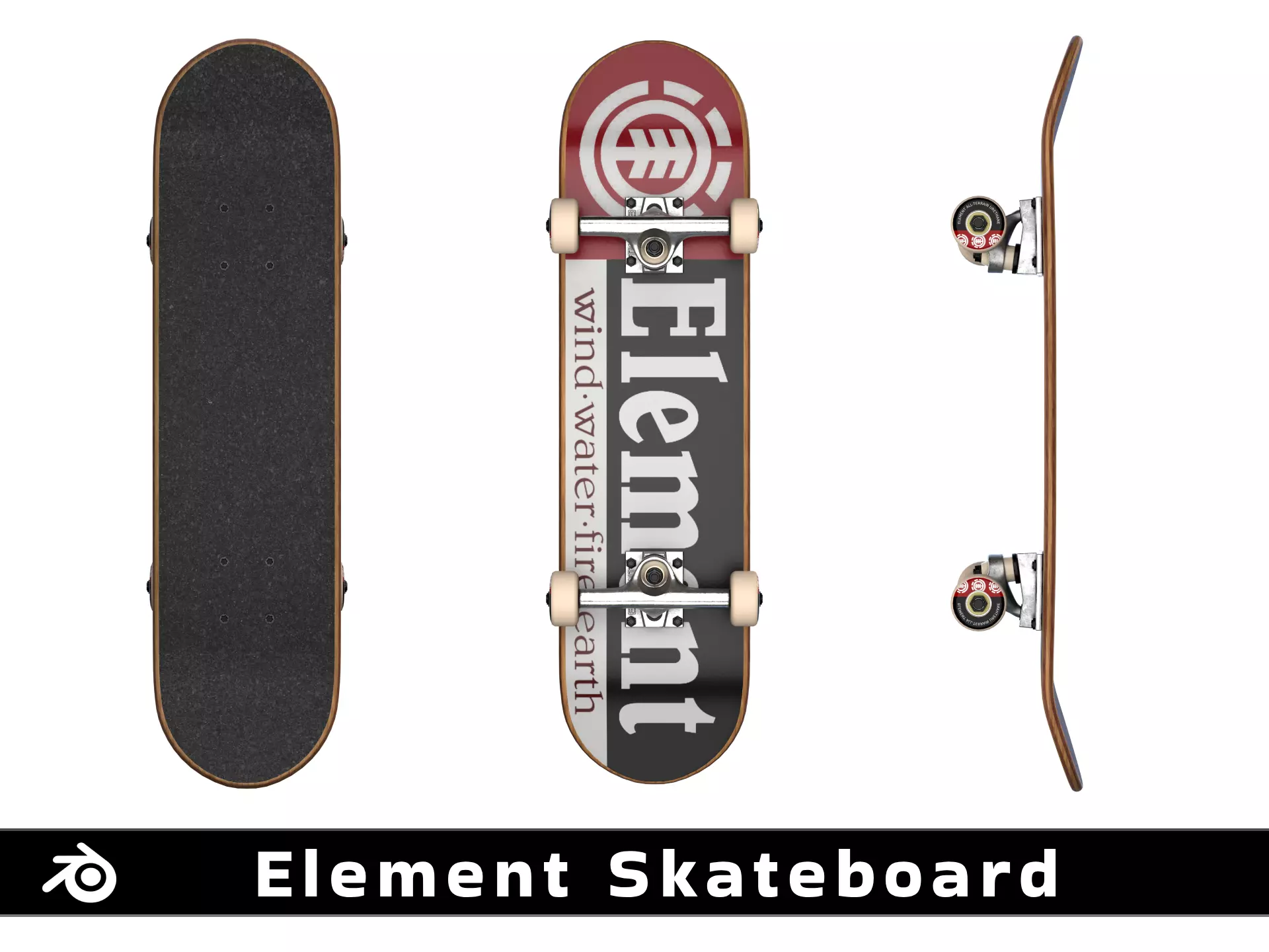 Element Skateboard Low-poly 3D model